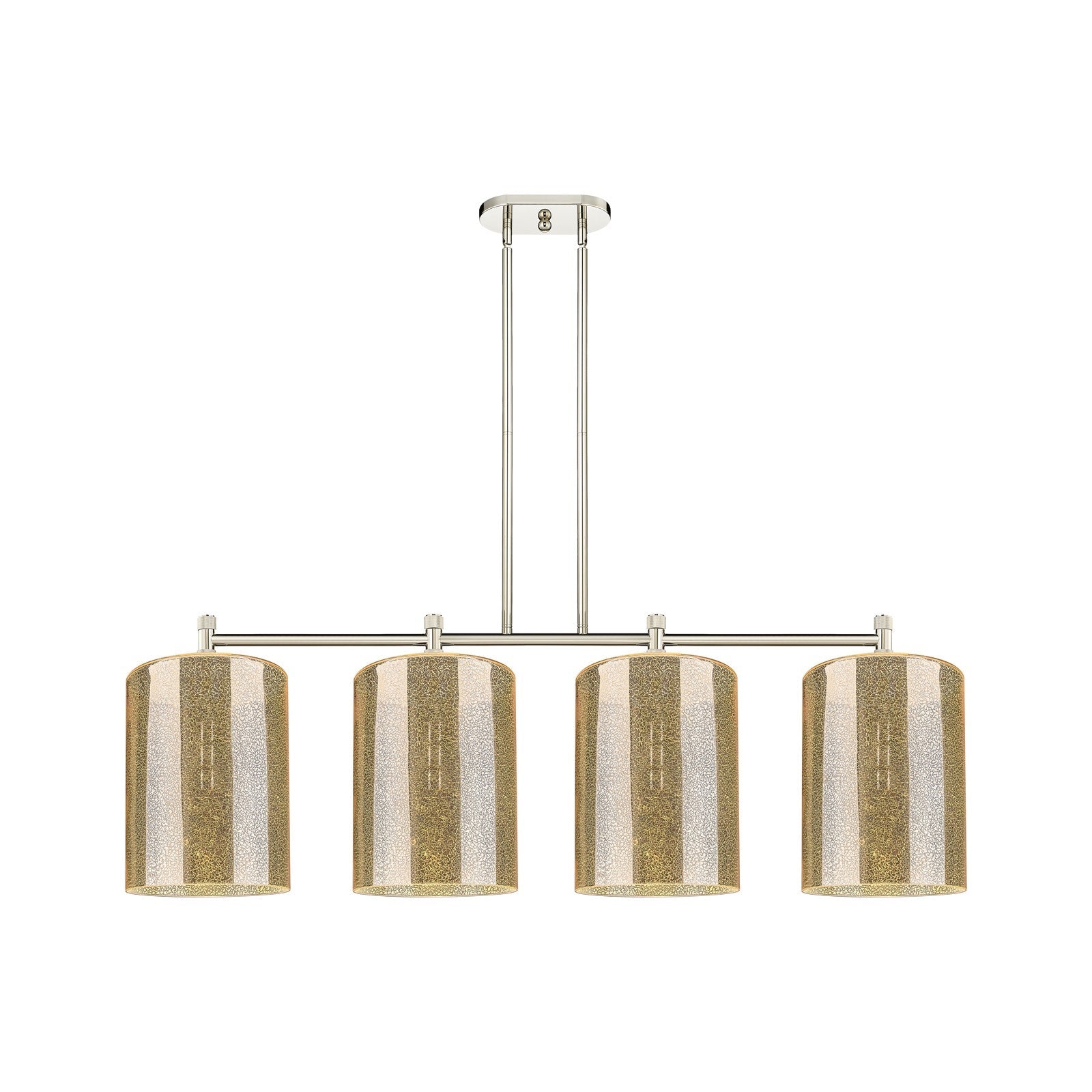 Innovations Cobbleskill 49in 4-Light Island | Industrial Polished Nickel and Mercury Glass | Kitchen Island & Dining Room | Model 434-4I-PN-G116-L