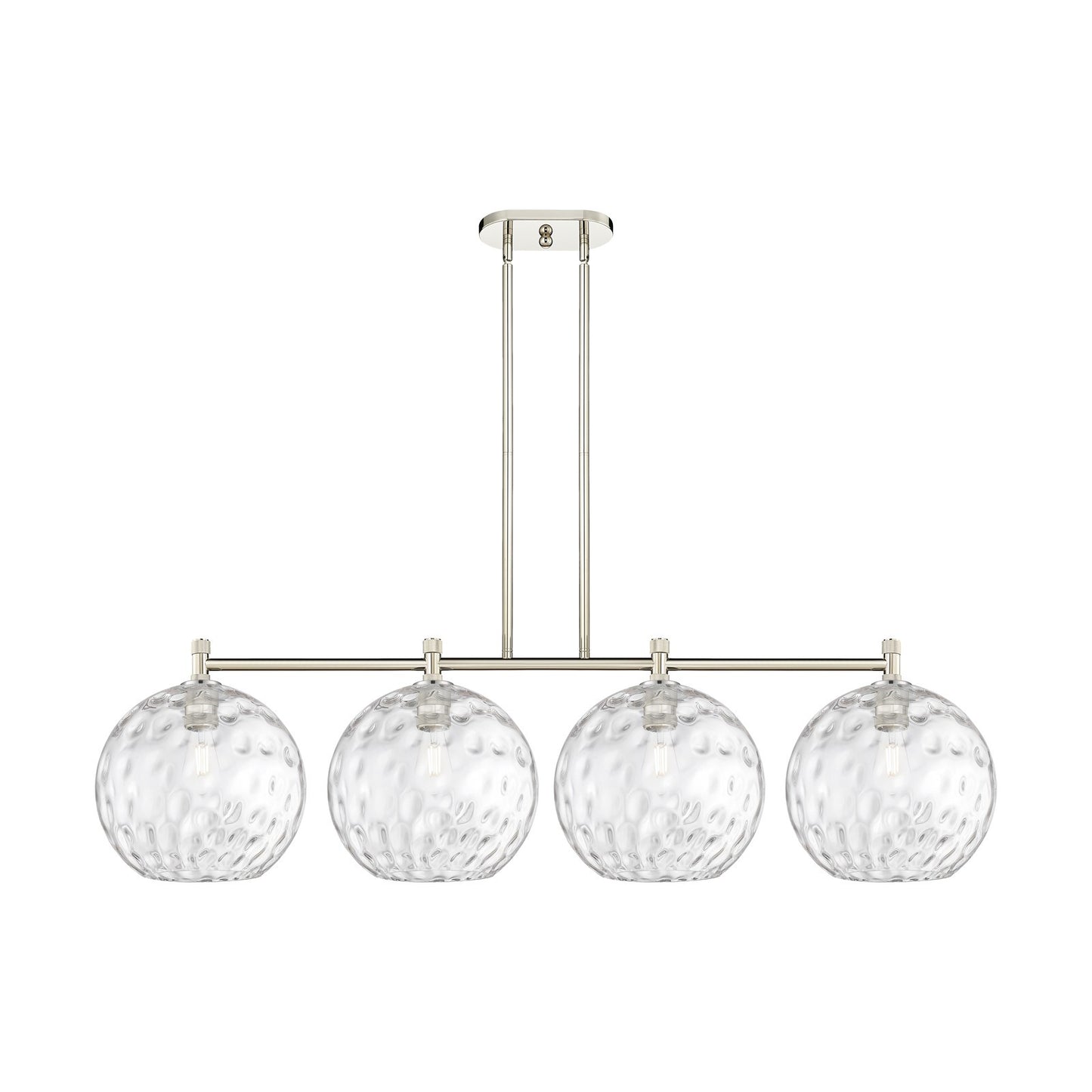 Innovations Athens Water Glass 52in 4-Light Island Light | Industrial Polished Nickel and Clear Glass | Kitchen Island | Model 434-4I-PN-G1215-12