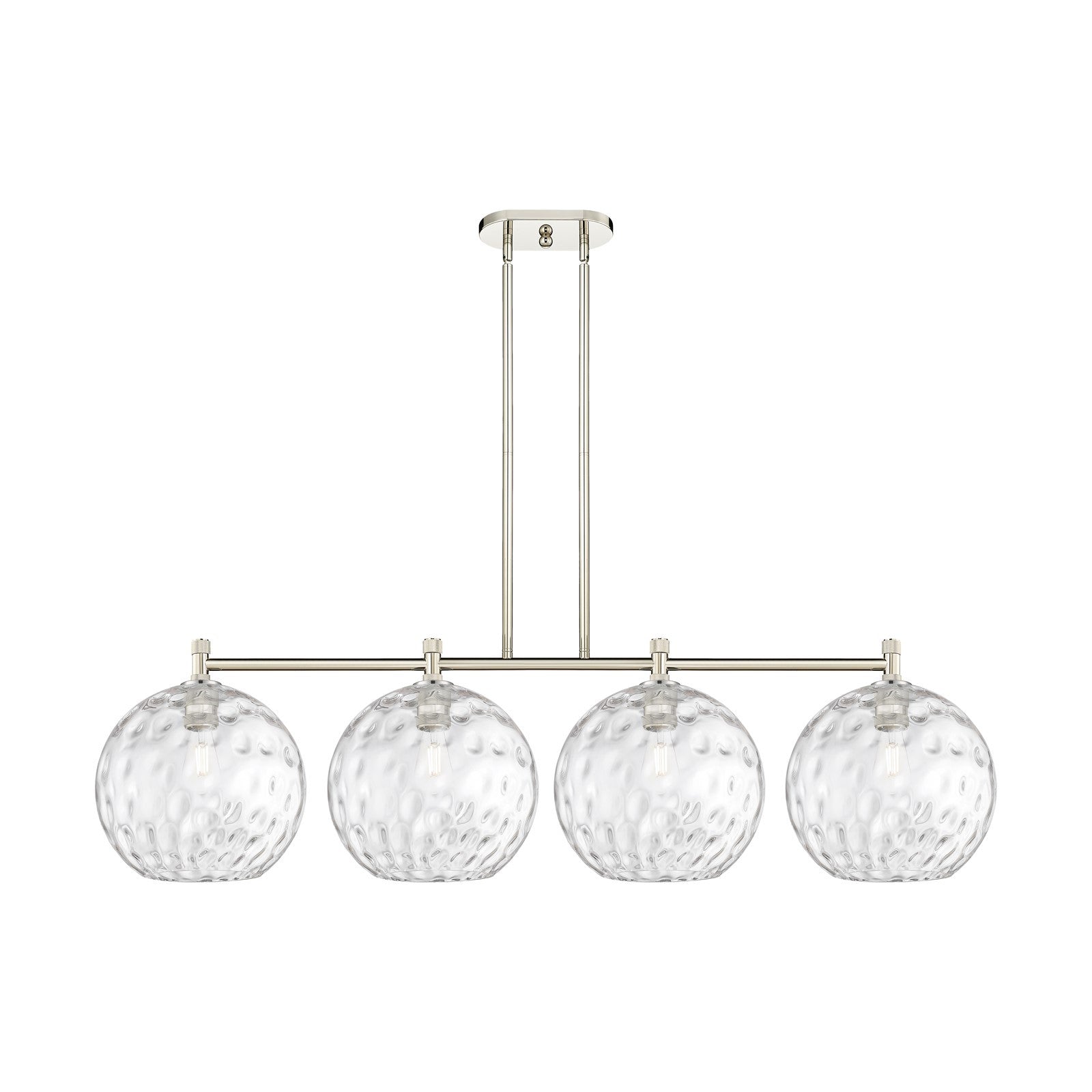 Innovations Athens Water Glass 52in 4-Light Island Light | Industrial Polished Nickel and Clear Glass | Kitchen Island | Model 434-4I-PN-G1215-12