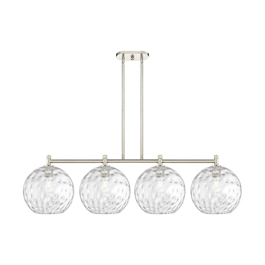 Innovations Athens Water Glass 52in 4-Light Island Light | Industrial Polished Nickel and Clear Glass | Kitchen Island | Model 434-4I-PN-G1215-12