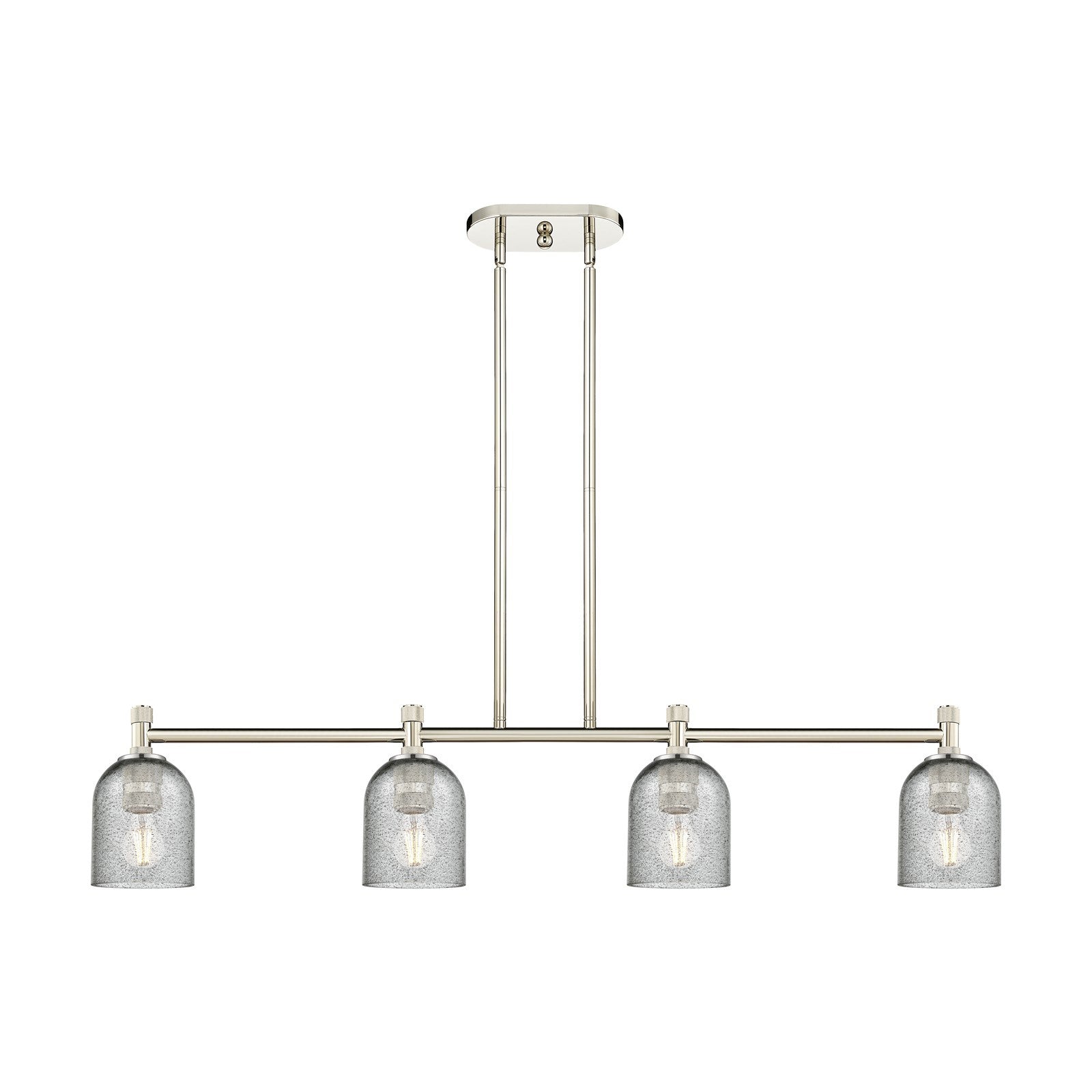 Innovations Caledonia 45in 4-Light Island Pendant | Industrial Polished Nickel and Charcoal Glass | Kitchen Island & Dining | Model 434-4I-PN-G257