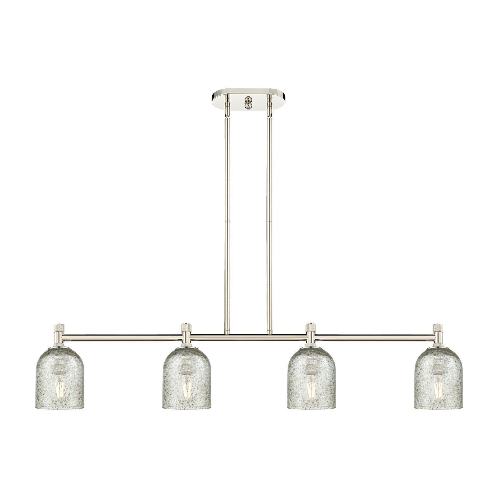 Innovations Caledonia 45in 4-Light Island Pendant | Industrial Polished Nickel and Mica Glass | Kitchen Island & Dining Room | Model 434-4I-PN-G259