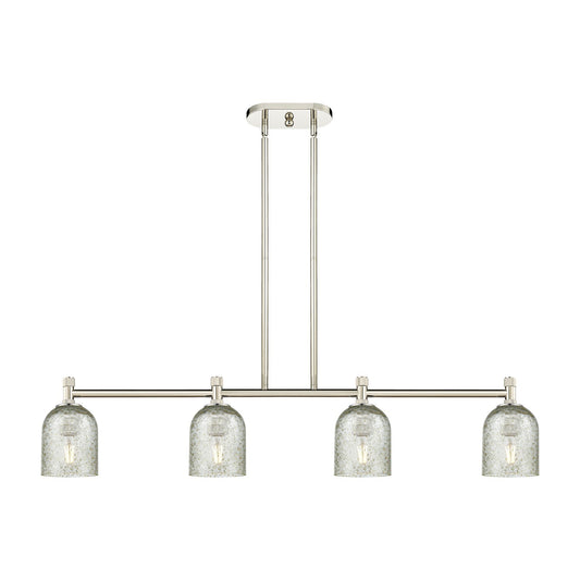 Innovations Caledonia 45in 4-Light Island Pendant | Industrial Polished Nickel and Mica Glass | Kitchen Island & Dining Room | Model 434-4I-PN-G259