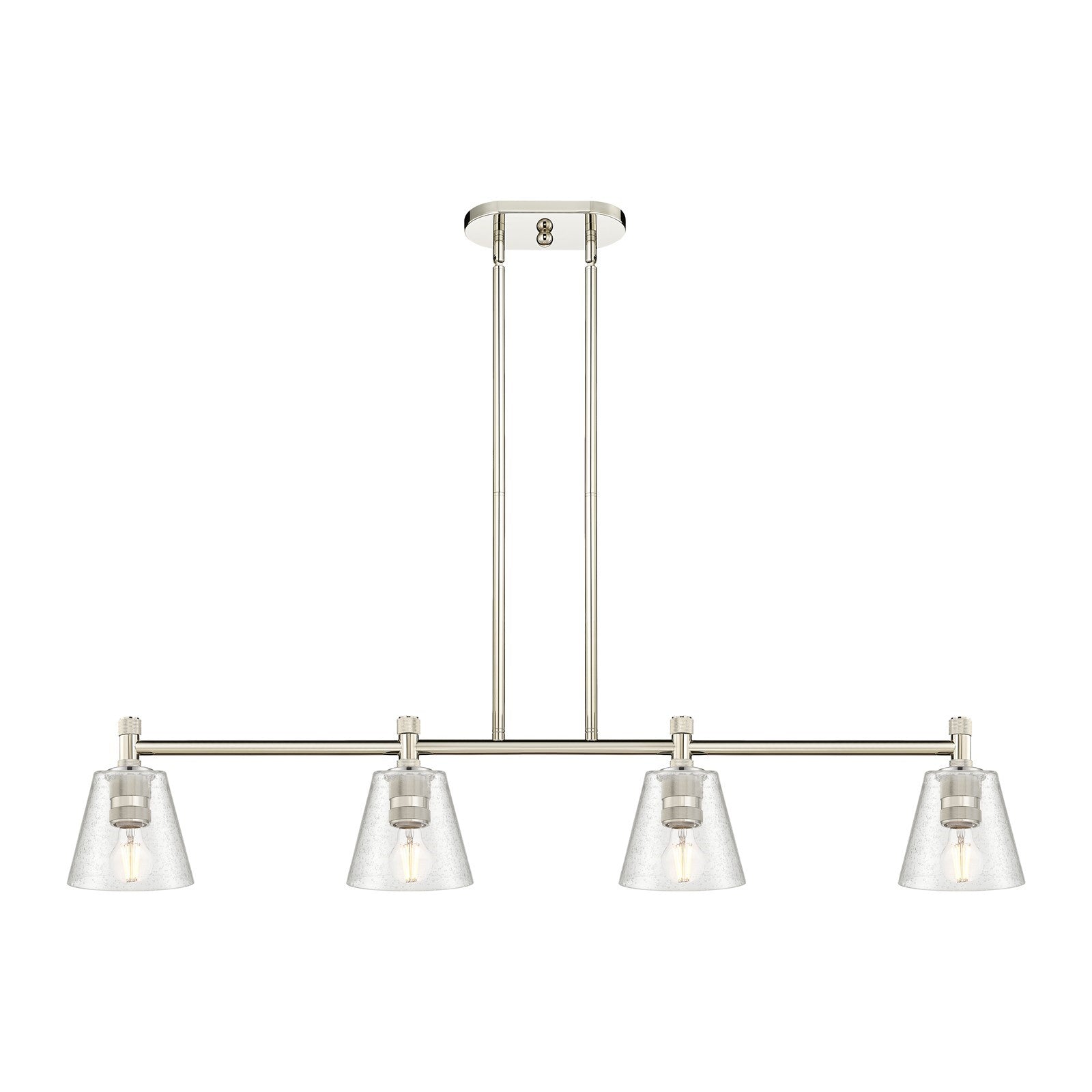 Innovations Caton 46in 4-Light Island Pendant | Industrial Polished Nickel and Frosted Glass | Kitchen Island & Dining Room | Model 434-4I-PN-G454