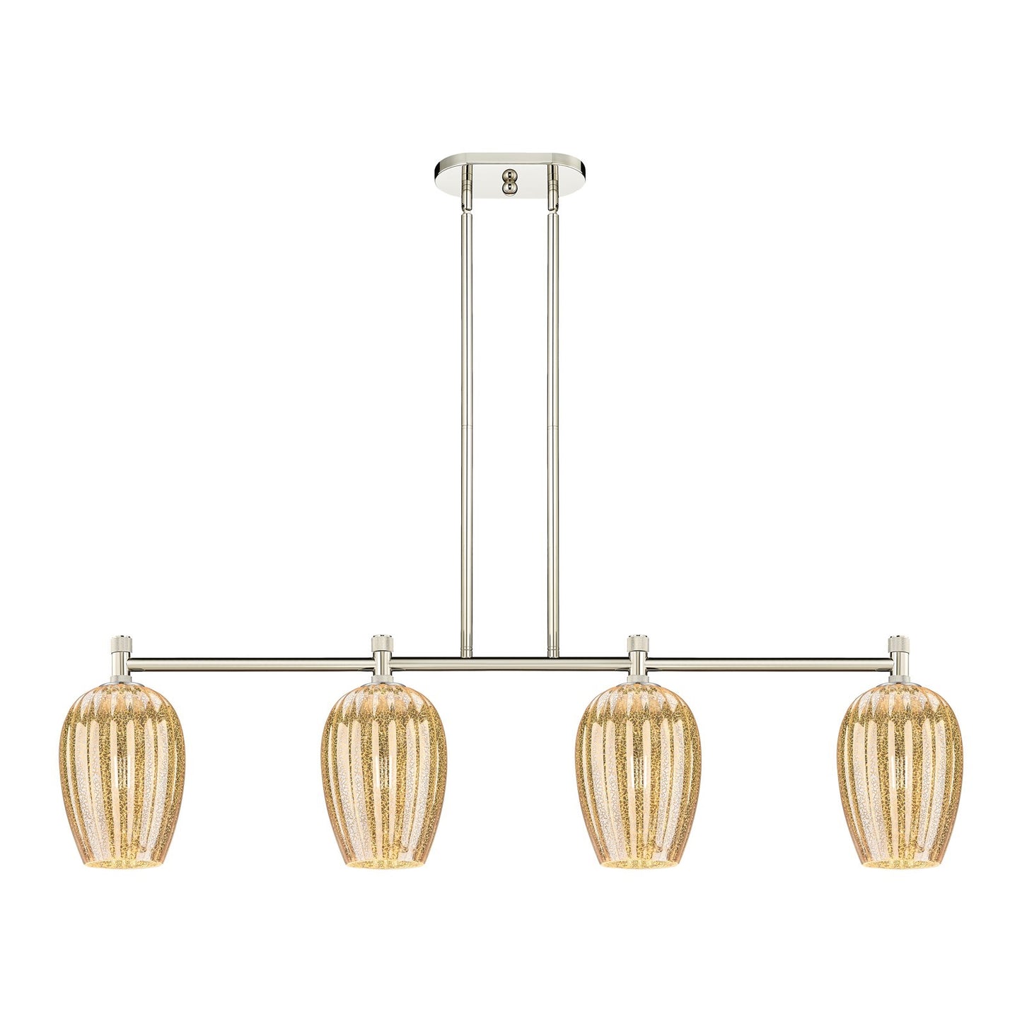 Innovations Preston Flute 46in 4-Light Island Pendant | Industrial Polished Nickel and Mercury Glass | Kitchen Island | Model 434-4I-PN-G457-6ME