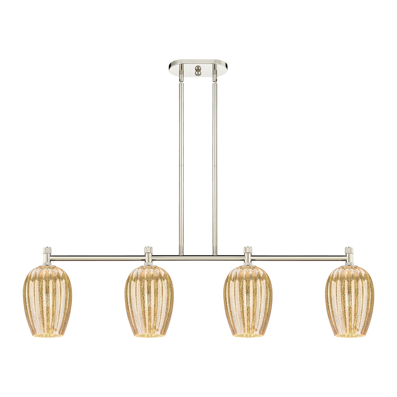 Innovations Preston Flute 46in 4-Light Island Pendant | Industrial Polished Nickel and Mercury Glass | Kitchen Island | Model 434-4I-PN-G457-6ME