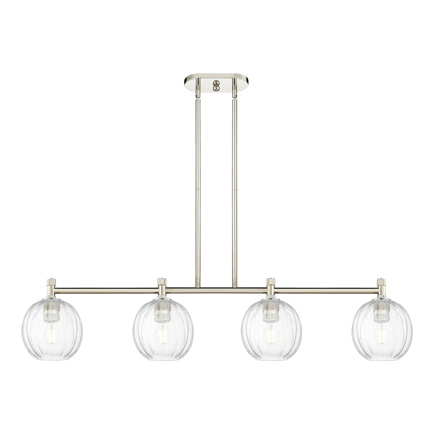 Innovations Preston Globe 47in 4-Light Island Pendant | Industrial Polished Nickel and Clear Glass | Kitchen Island | Model 434-4I-PN-G458-7CL