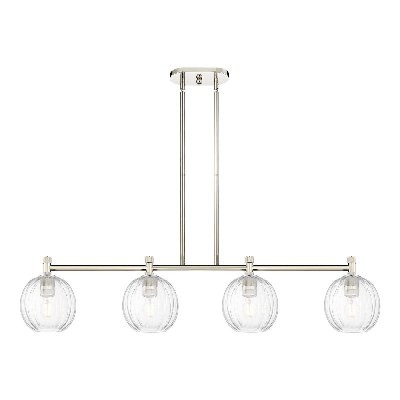 Innovations Preston Globe 47in 4-Light Island Pendant | Industrial Polished Nickel and Clear Glass | Kitchen Island | Model 434-4I-PN-G458-7CL