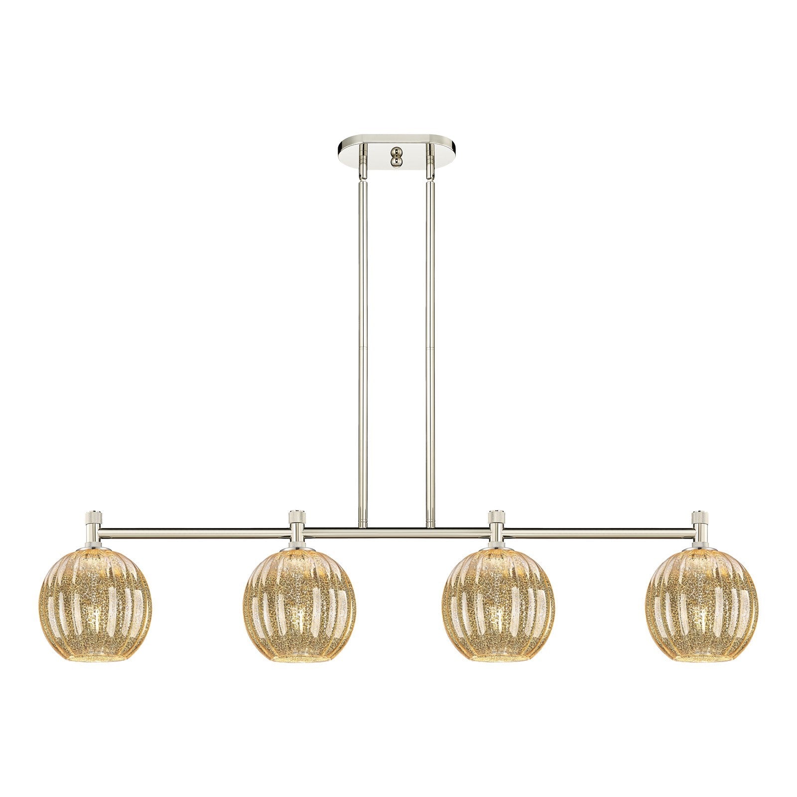 Innovations Preston Globe 47in 4-Light Island Pendant | Industrial Polished Nickel and Mercury Glass | Kitchen Island | Model 434-4I-PN-G458-7ME