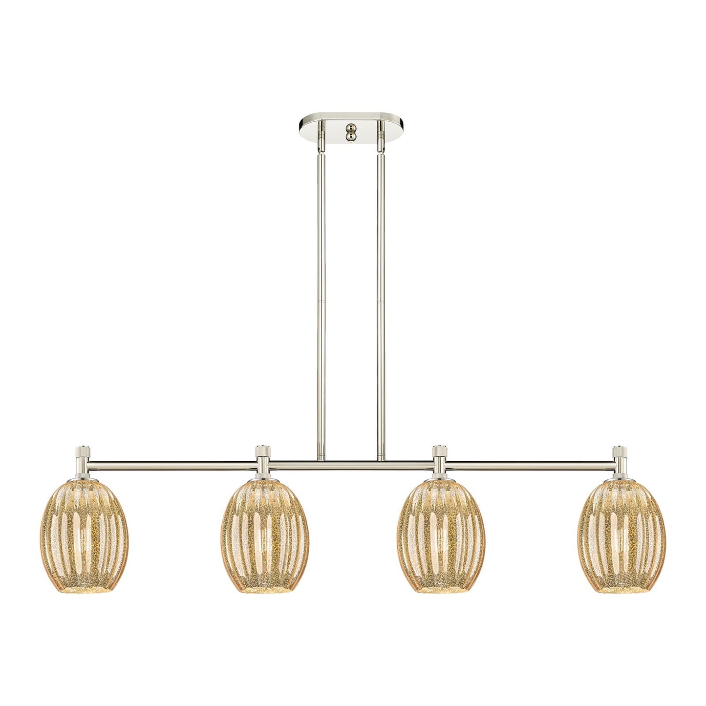 Innovations Preston Bulb 46in 4-Light Island Pendant | Industrial Polished Nickel and Mercury Glass | Kitchen Island | Model 434-4I-PN-G459-6ME