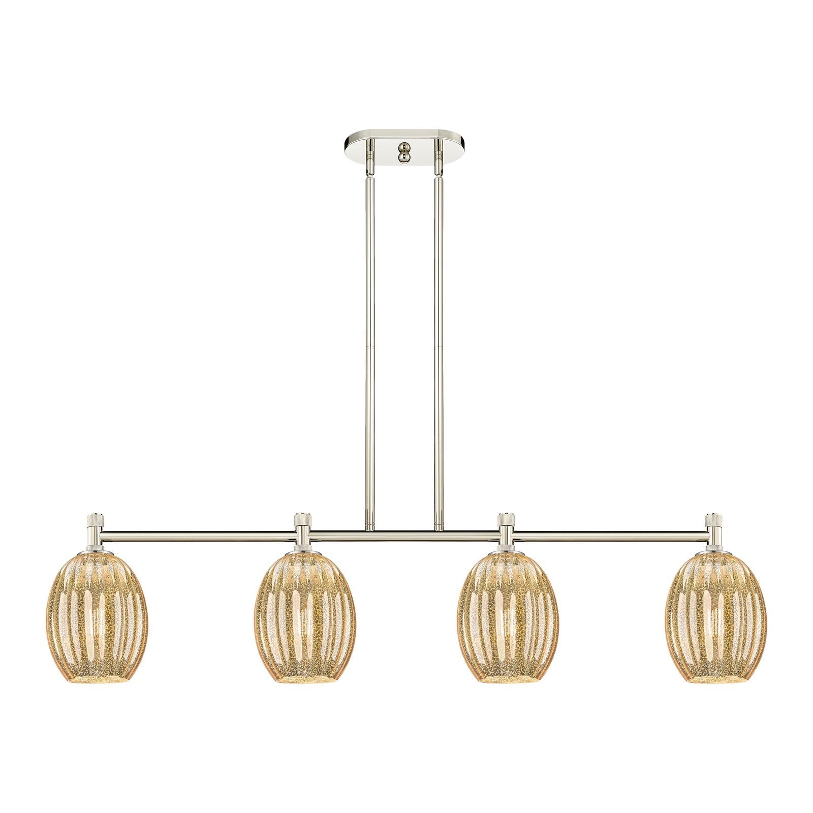 Innovations Preston Bulb 46in 4-Light Island Pendant | Industrial Polished Nickel and Mercury Glass | Kitchen Island | Model 434-4I-PN-G459-6ME