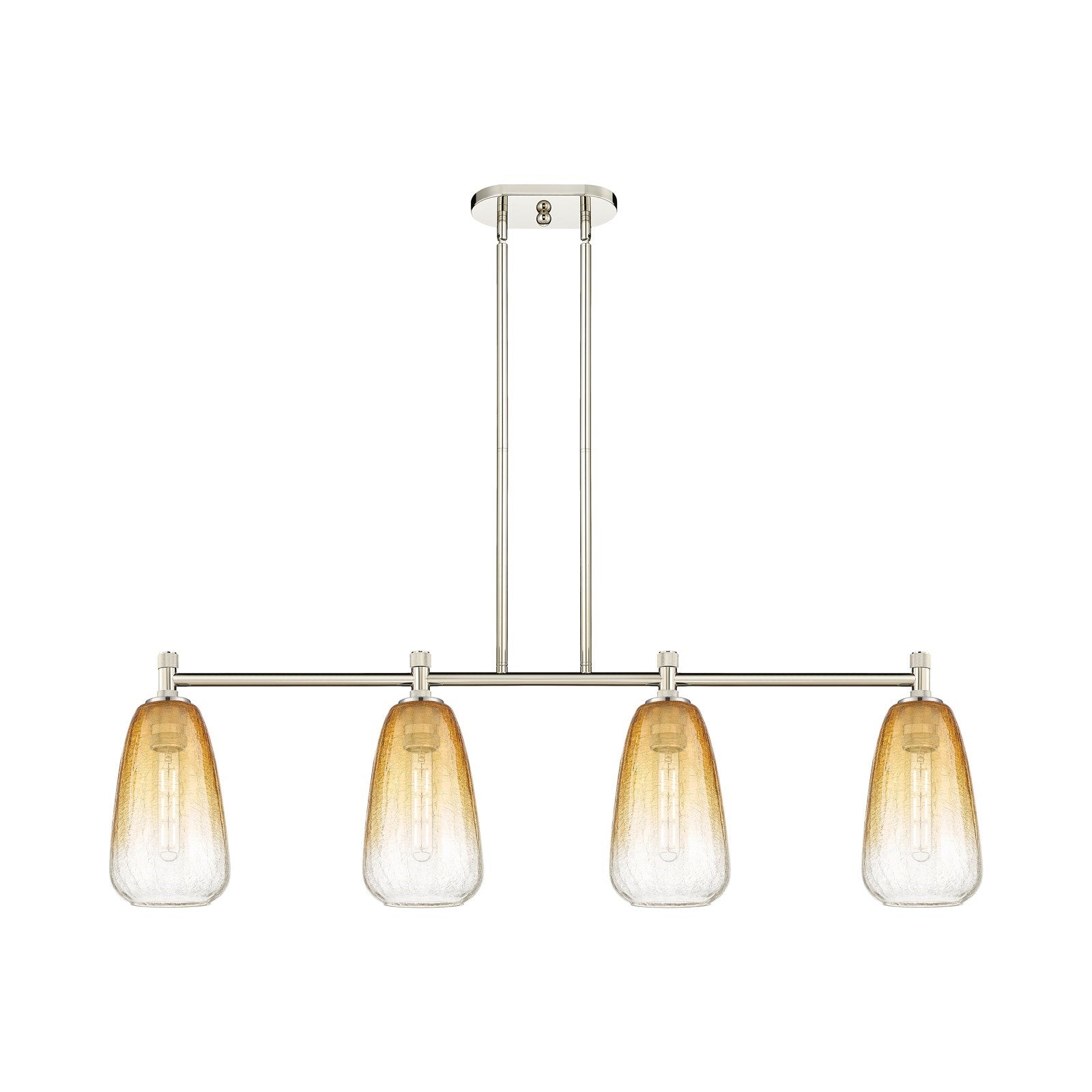Innovations Brookhaven Almond 46in 4-Light Island Light | Industrial Polished Nickel and Amber Glass | Kitchen Island | Model 434-4I-PN-G480-6AM