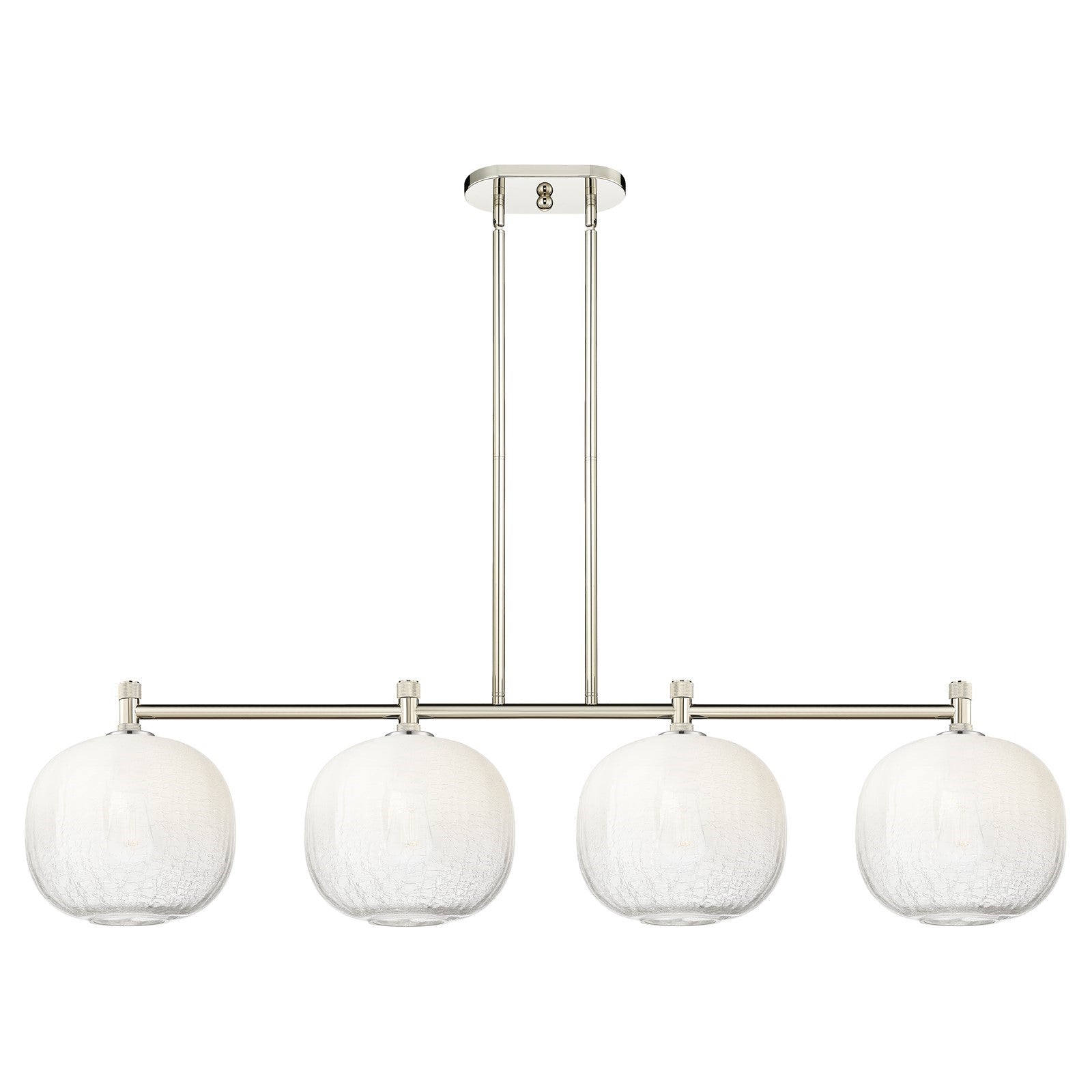 Innovations Brookhaven Sphere 50in 4-Light Island Light | Industrial Polished Nickel and Opal Glass | Kitchen Island | Model 434-4I-PN-G481-10OP