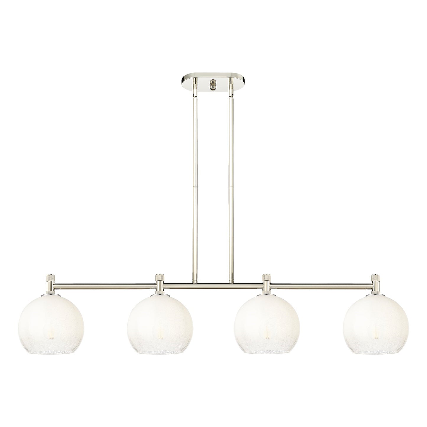 Innovations Brookhaven Globe 48in 4-Light Island Light | Industrial Polished Nickel and Opal Glass | Kitchen Island | Model 434-4I-PN-G483-8OP
