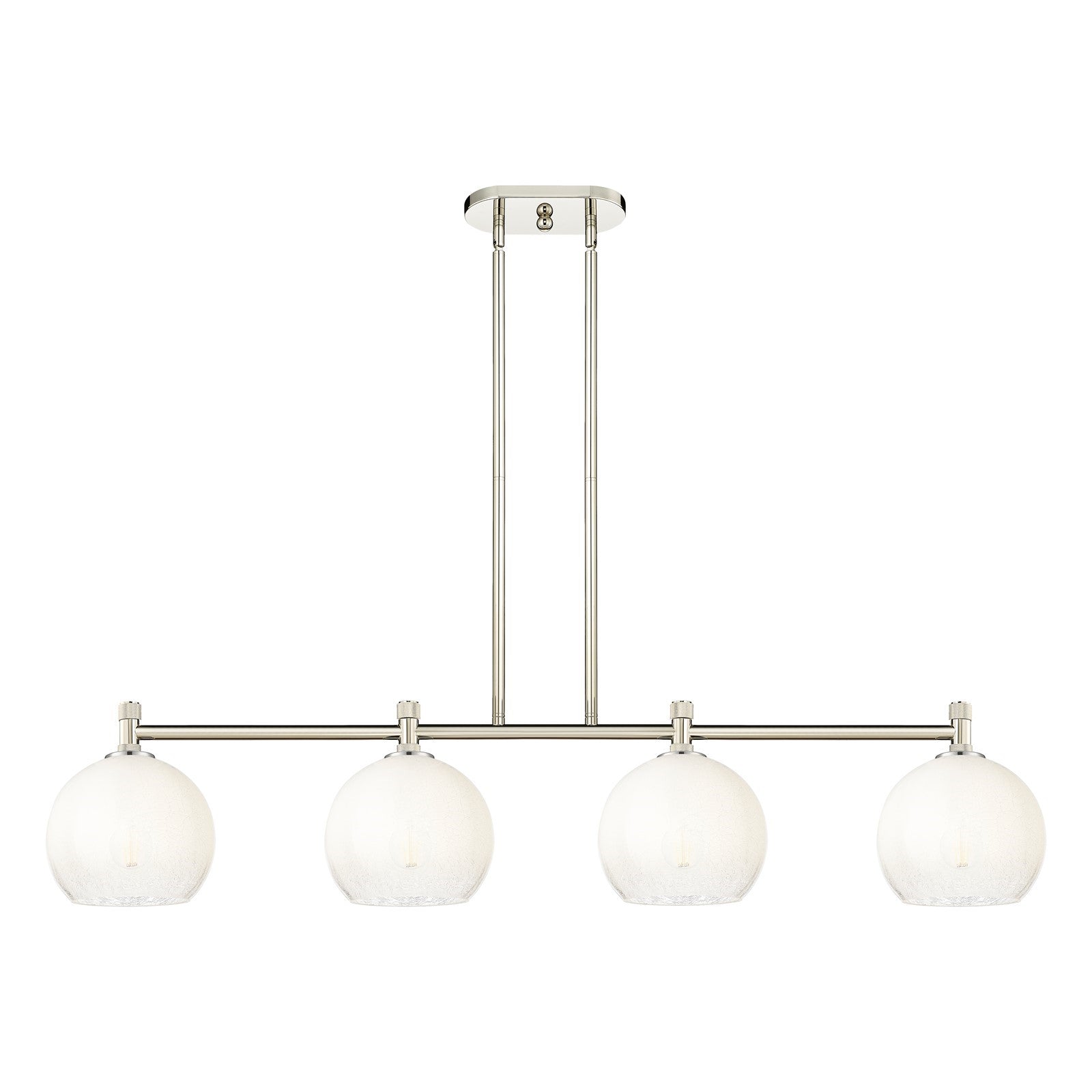 Innovations Brookhaven Globe 48in 4-Light Island Light | Industrial Polished Nickel and Opal Glass | Kitchen Island | Model 434-4I-PN-G483-8OP