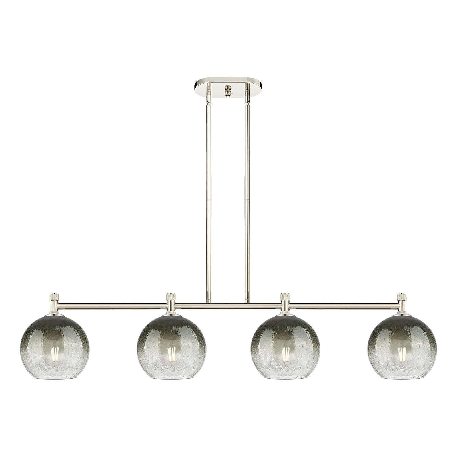 Innovations Brookhaven Globe 48in 4-Light Island Light | Industrial Polished Nickel and Slate Glass | Kitchen Island | Model 434-4I-PN-G483-8SL