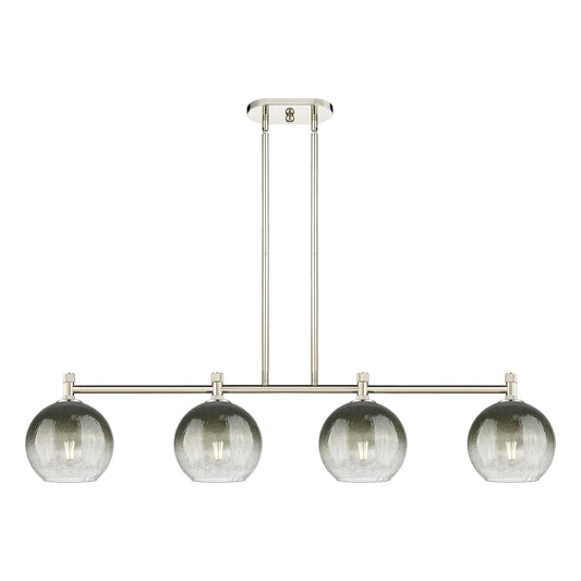 Innovations Brookhaven Globe 48in 4-Light Island Light | Industrial Polished Nickel and Slate Glass | Kitchen Island | Model 434-4I-PN-G483-8SL