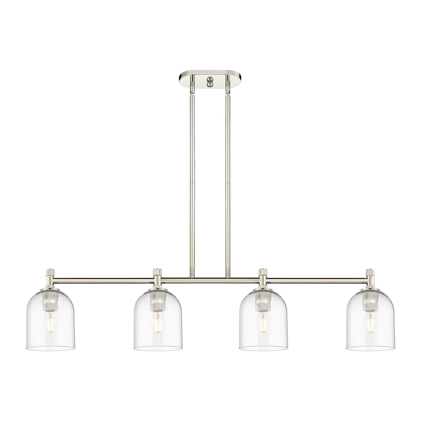 Innovations Bella 46in 4-Light Island Pendant | Industrial Polished Nickel and Clear Glass | Kitchen Island & Dining Room | Model 434-4I-PN-G558-6CL