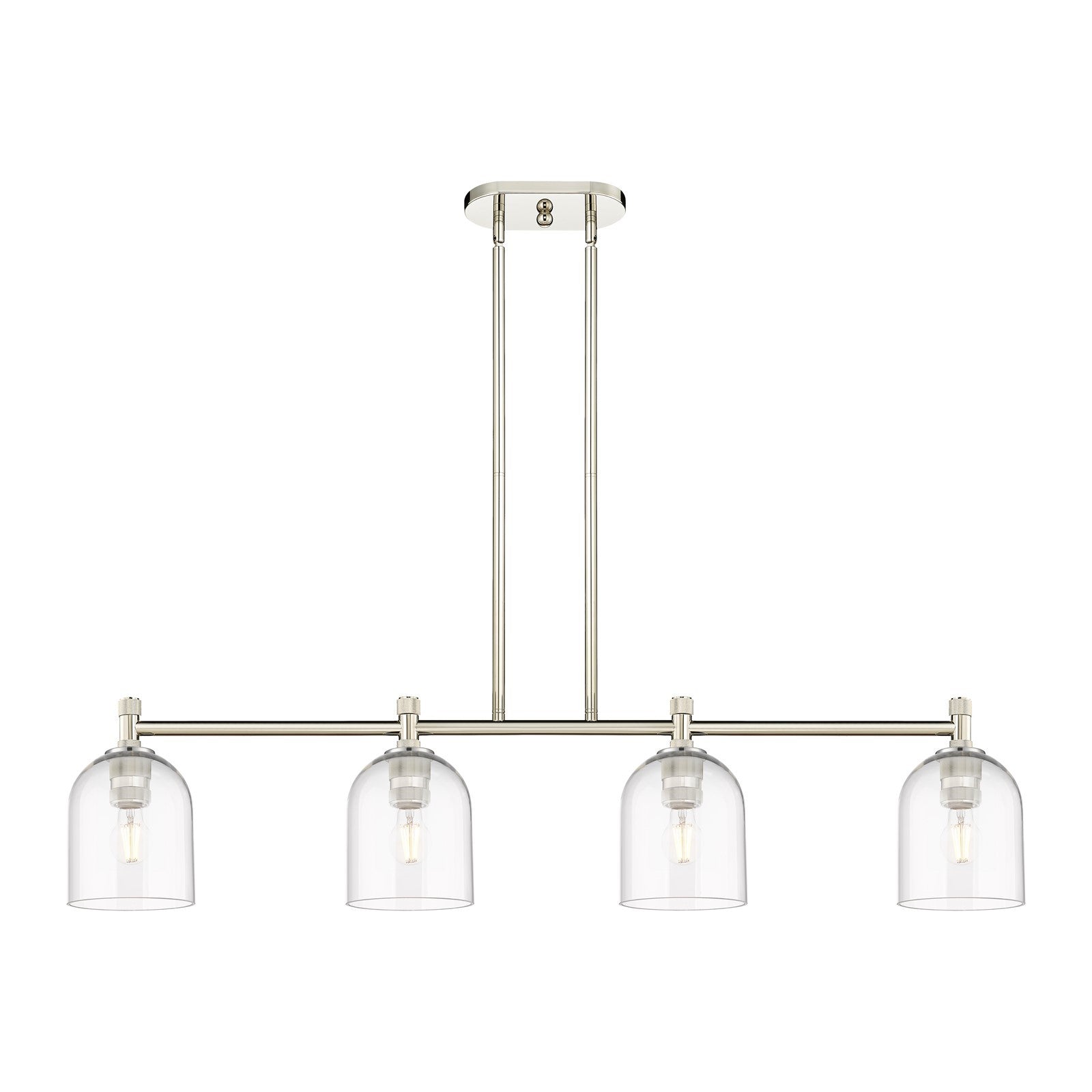 Innovations Bella 46in 4-Light Island Pendant | Industrial Polished Nickel and Clear Glass | Kitchen Island & Dining Room | Model 434-4I-PN-G558-6CL