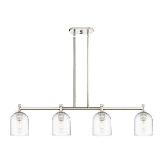 Innovations Bella 46in 4-Light Island Pendant | Industrial Polished Nickel and Clear Glass | Kitchen Island & Dining Room | Model 434-4I-PN-G558-6CL