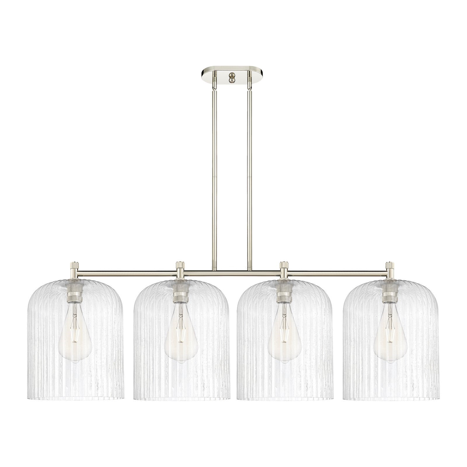 Innovations Crown Point 52in 4-Light Island Light | Industrial Polished Nickel and Seedy Glass | Kitchen Island & Dining | Model 434-4I-PN-G559-12SDY