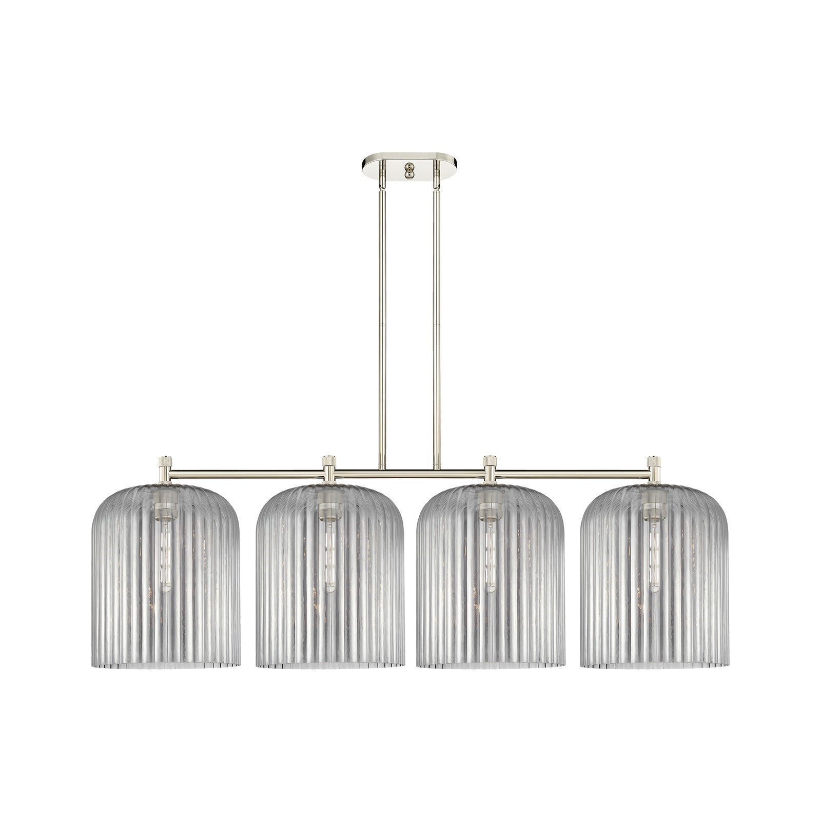 Innovations Crown Point 52in 4-Light Island Light | Industrial Polished Nickel and Light Smoke Glass | Kitchen Island | Model 434-4I-PN-G559-12SM