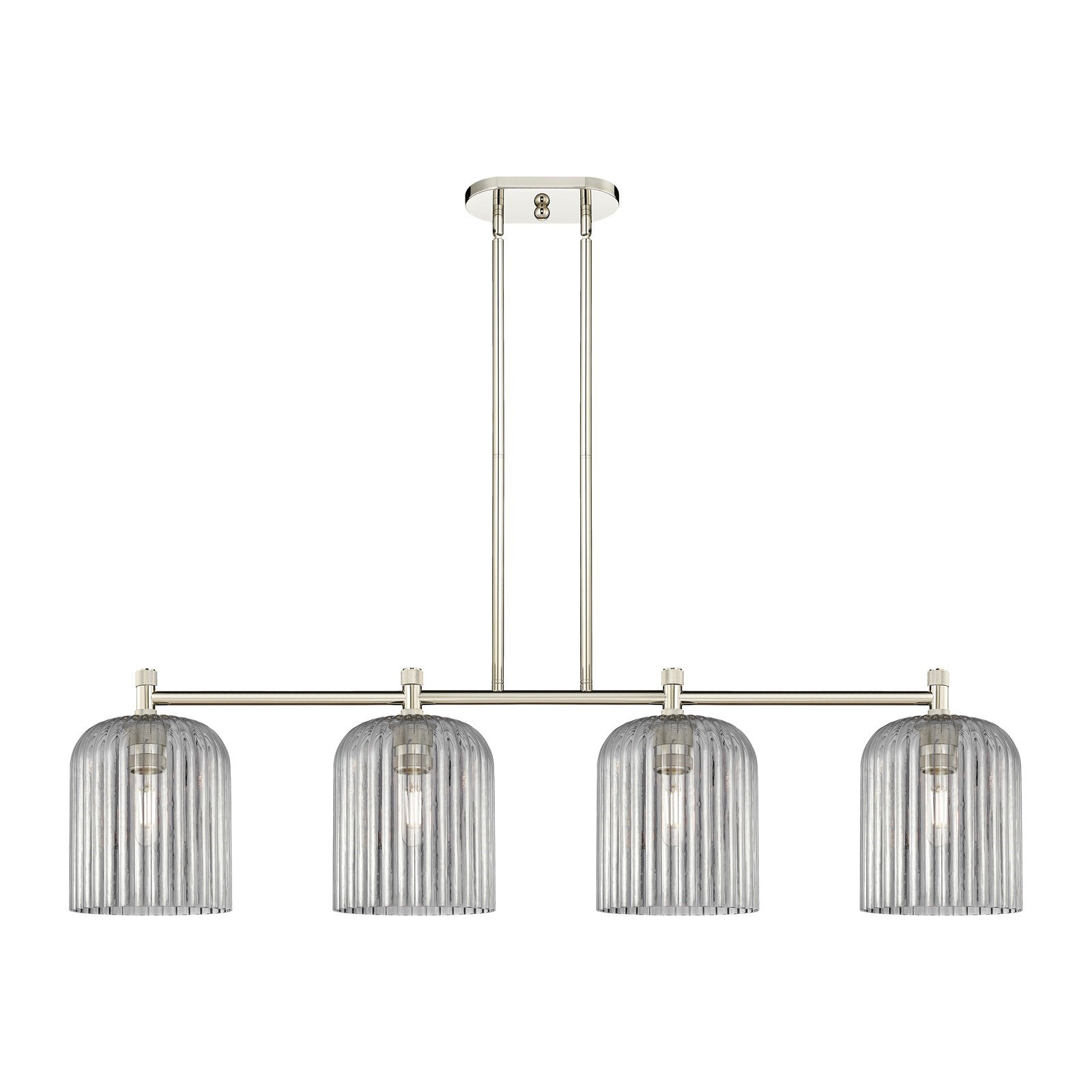 Innovations Crown Point 48in 4-Light Island Light | Industrial Polished Nickel and Light Smoke Glass | Kitchen Island | Model 434-4I-PN-G559-8SM