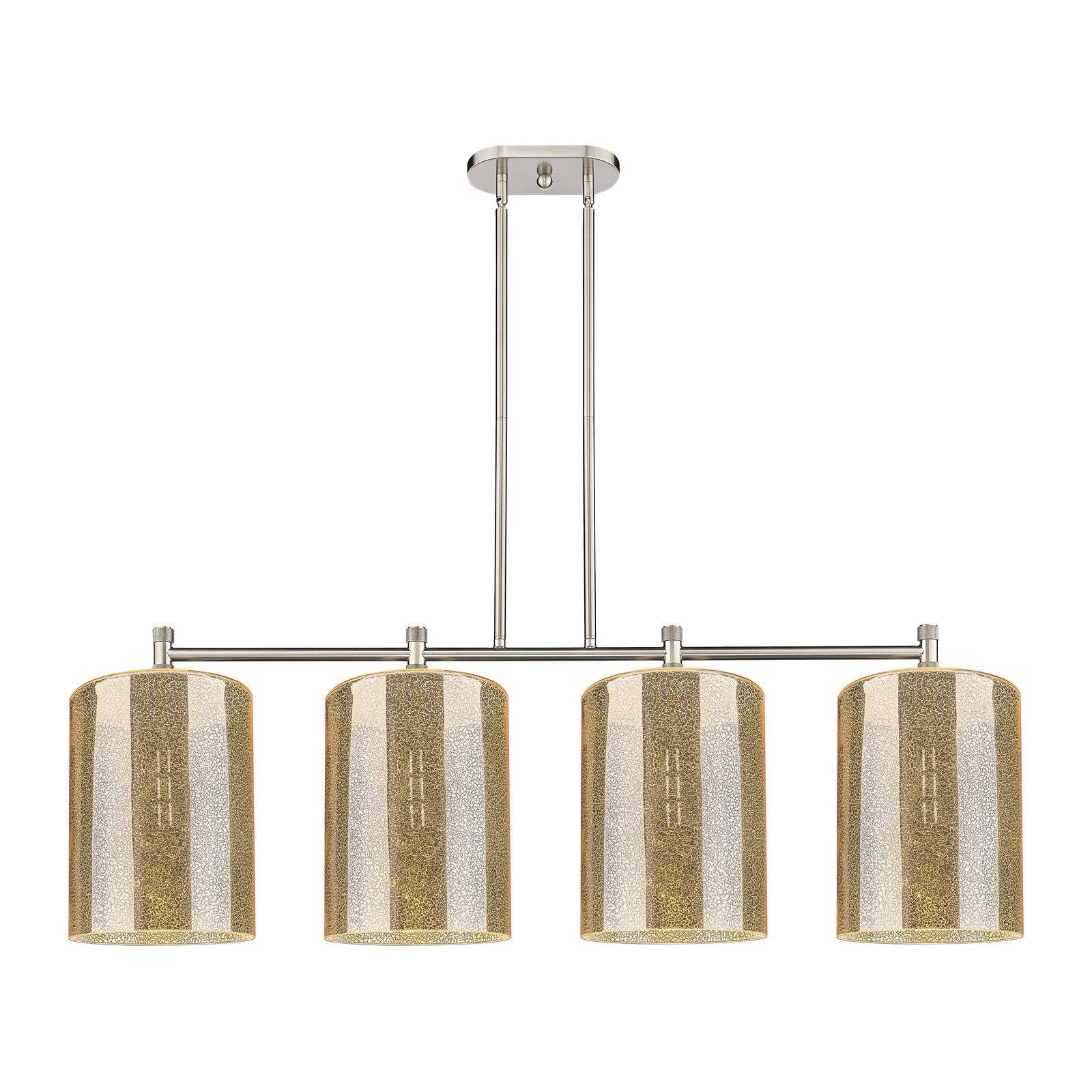 Innovations Cobbleskill 49in 4-Light Island Light | Industrial Satin Nickel and Mercury Glass | Kitchen Island & Dining Room | Model 434-4I-SN-G116-L
