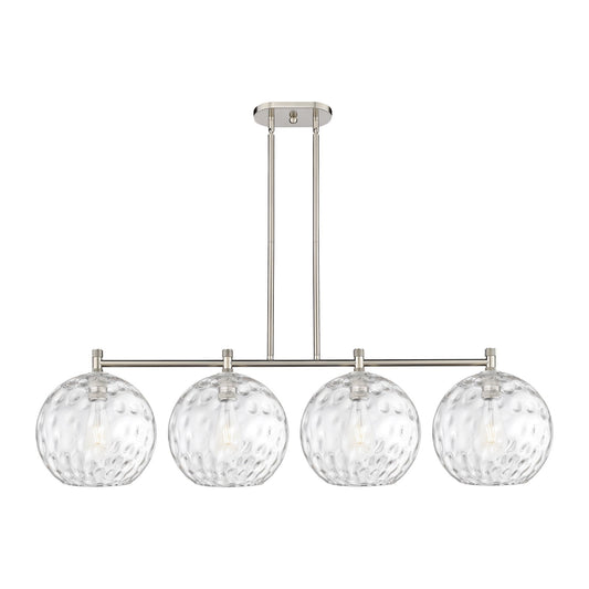 Innovations Athens Water Glass 52in 4-Light Island Light | Industrial Satin Nickel and Clear Glass | Kitchen Island | Model 434-4I-SN-G1215-12