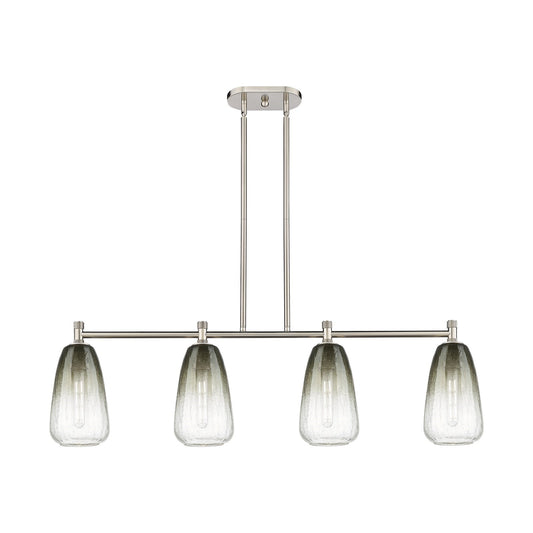 Innovations Brookhaven Almond 46in 4-Light Island Light | Industrial Satin Nickel and Slate Glass | Kitchen Island | Model 434-4I-SN-G480-6SL
