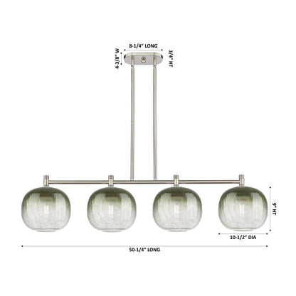 Innovations Brookhaven Sphere 51in 4-Light Island Light | Industrial Satin Nickel and Slate Glass | Kitchen Island & Dining | Model 434-4I-SN-G481-10SL