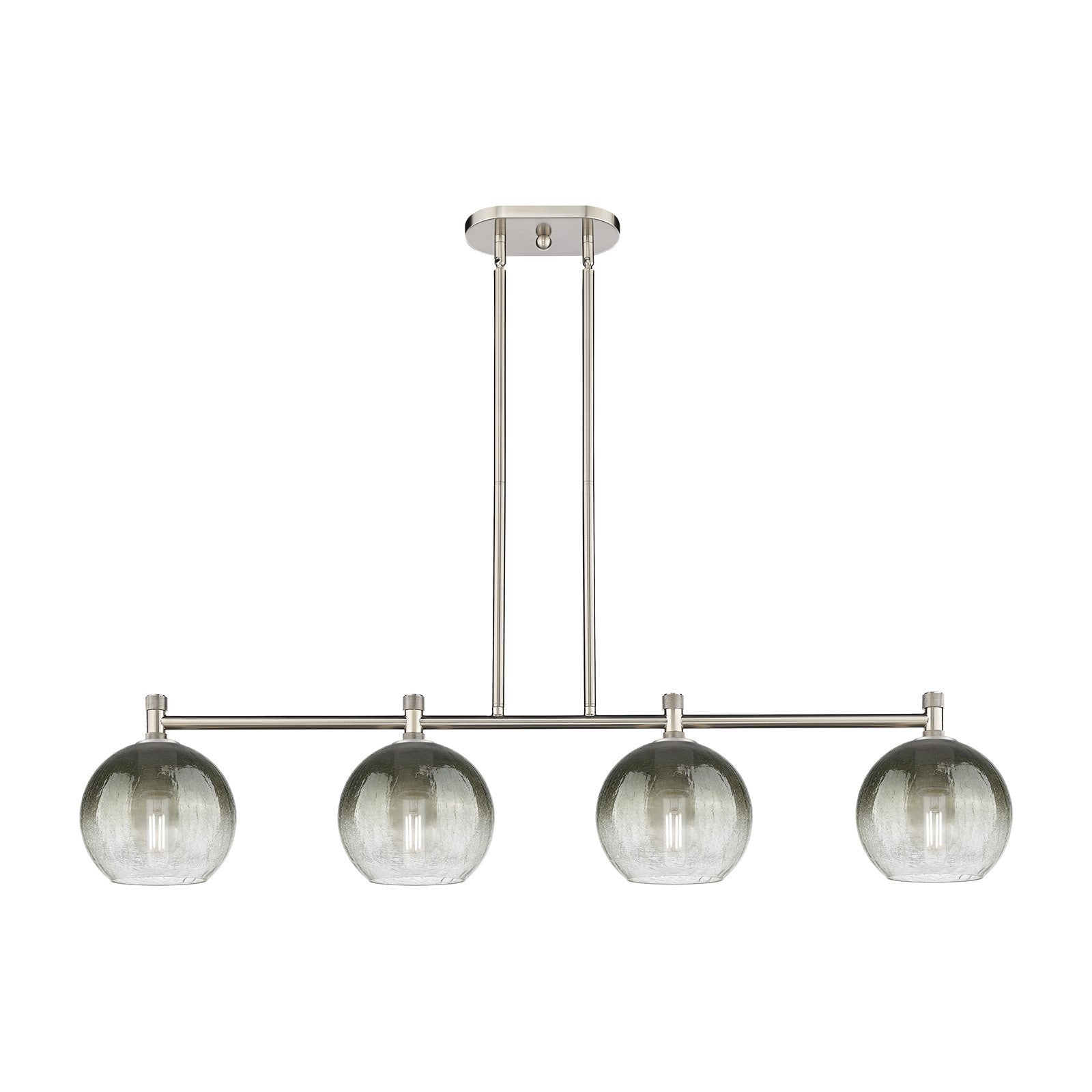 Innovations Brookhaven Globe 48in 4-Light Island Light | Industrial Satin Nickel and Slate Glass | Kitchen Island & Dining | Model 434-4I-SN-G483-8SL