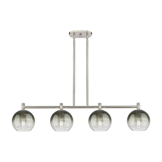 Innovations Brookhaven Globe 48in 4-Light Island Light | Industrial Satin Nickel and Slate Glass | Kitchen Island & Dining | Model 434-4I-SN-G483-8SL