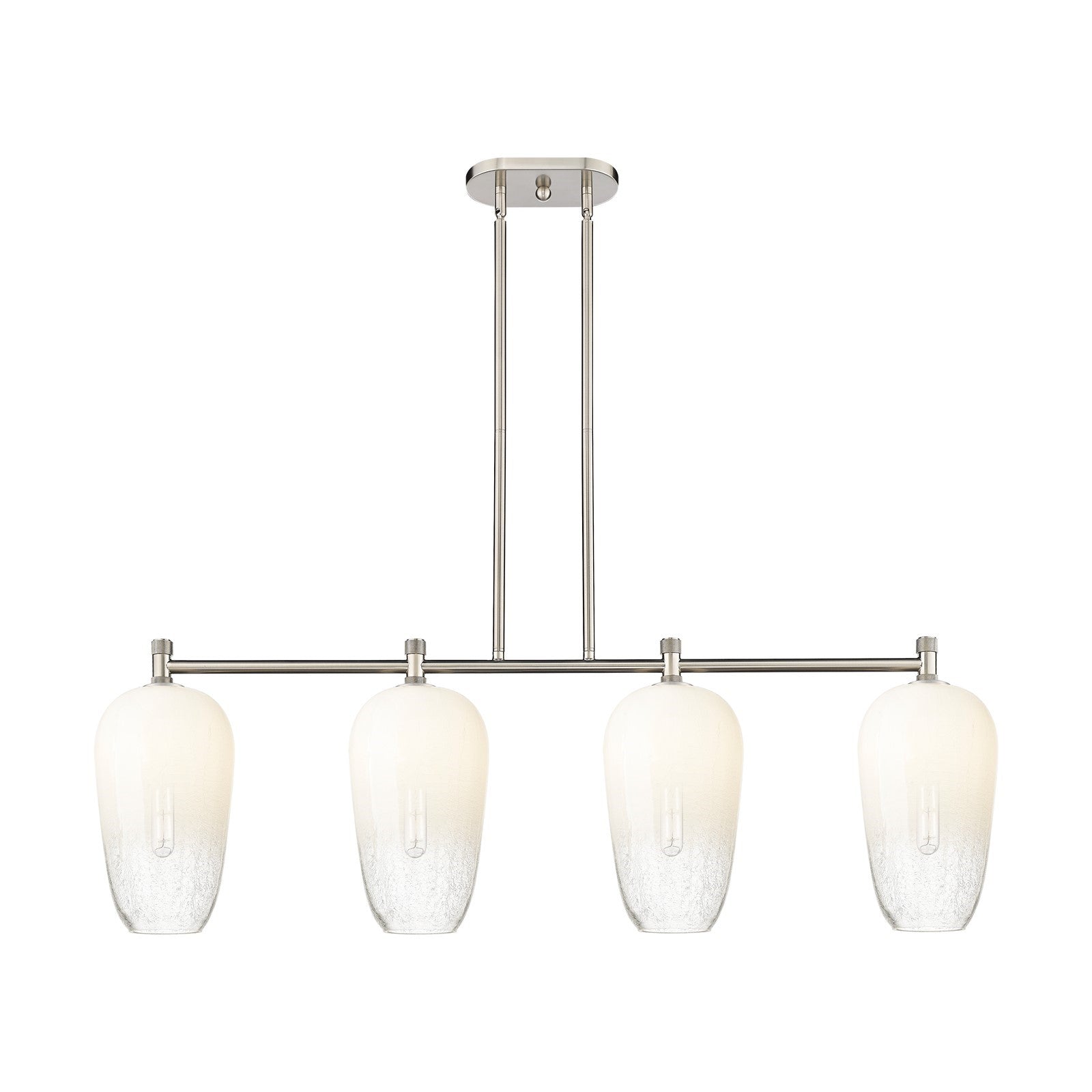 Innovations Brookhaven Flute 47in 4-Light Island Light | Industrial Satin Nickel and Opal Glass | Kitchen Island & Dining | Model 434-4I-SN-G484-7OP