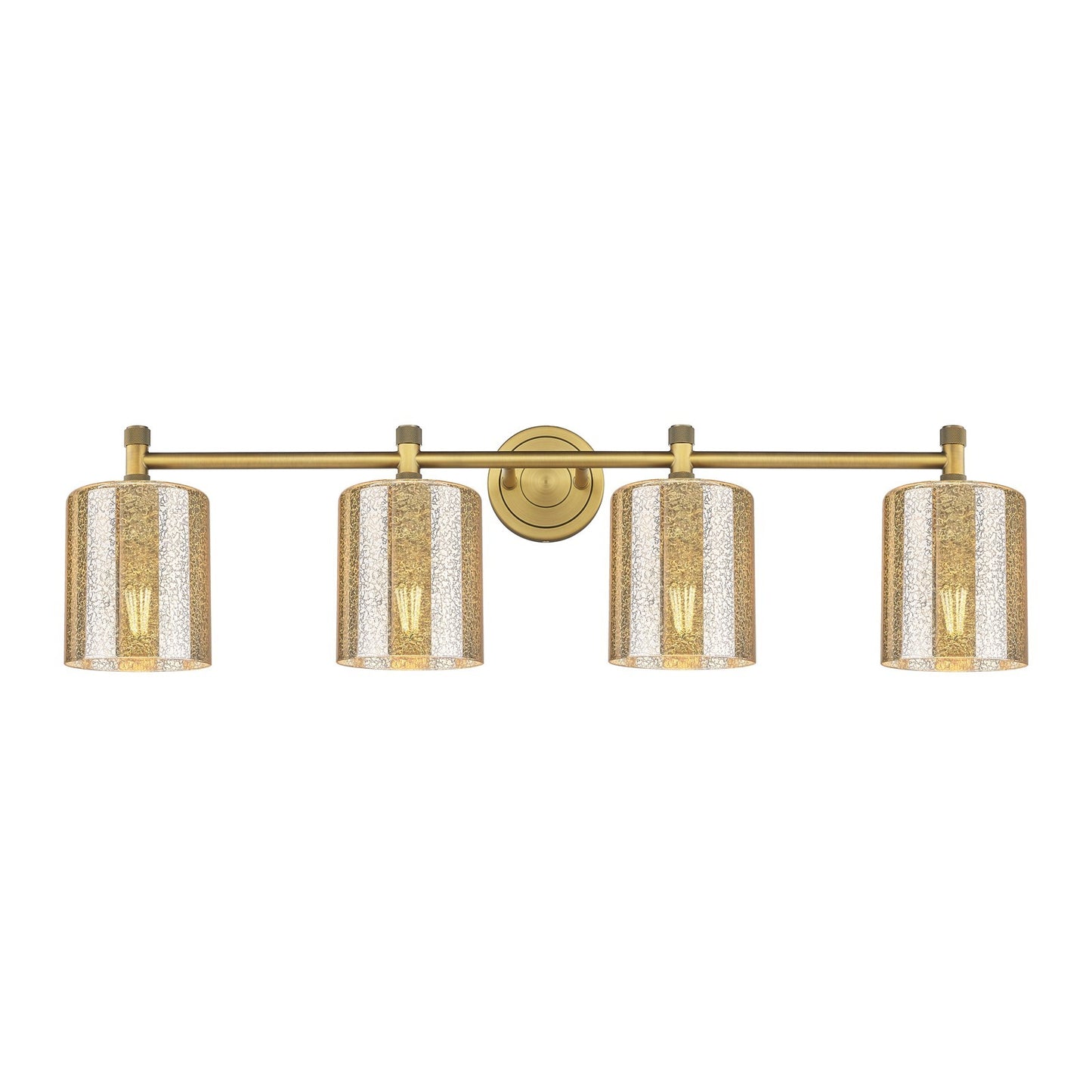 Innovations Cobbleskill 35in 4-Light Bath Vanity Light | Industrial Brushed Brass and Mercury Glass | Bathroom & Powder Room | Model 434-4W-BB-G116
