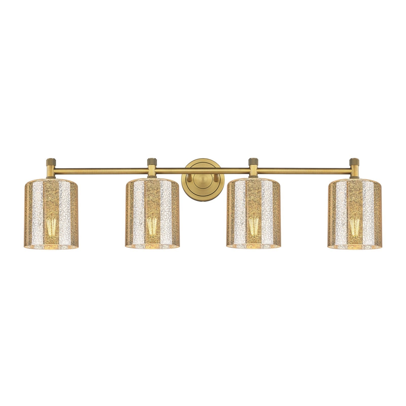 Innovations Cobbleskill 35in 4-Light Bath Vanity Light | Industrial Brushed Brass and Mercury Glass | Bathroom & Powder Room | Model 434-4W-BB-G116
