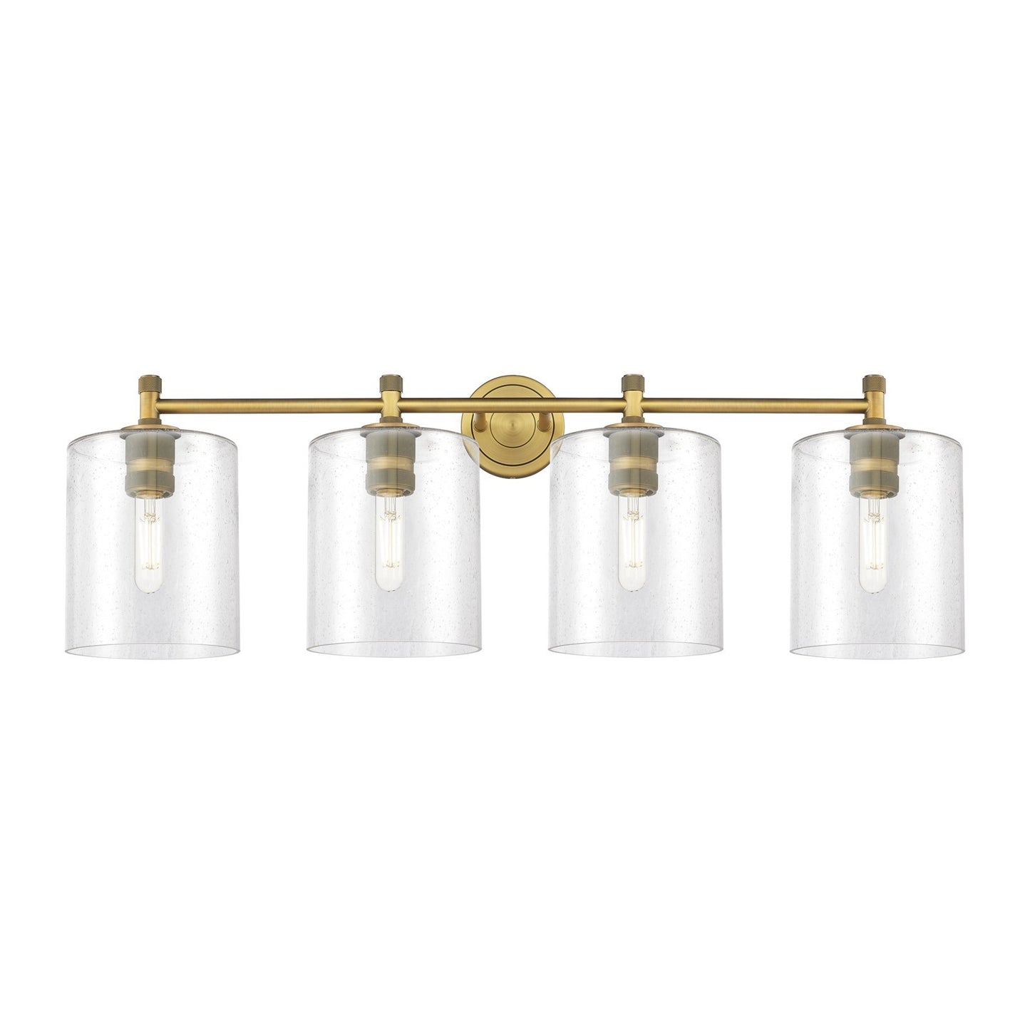 Innovations Paladin 38in 4-Light Bath Vanity Light | Industrial Brushed Brass and Seedy Glass | Bathroom Vanity | Model 434-4W-BB-G4424-7