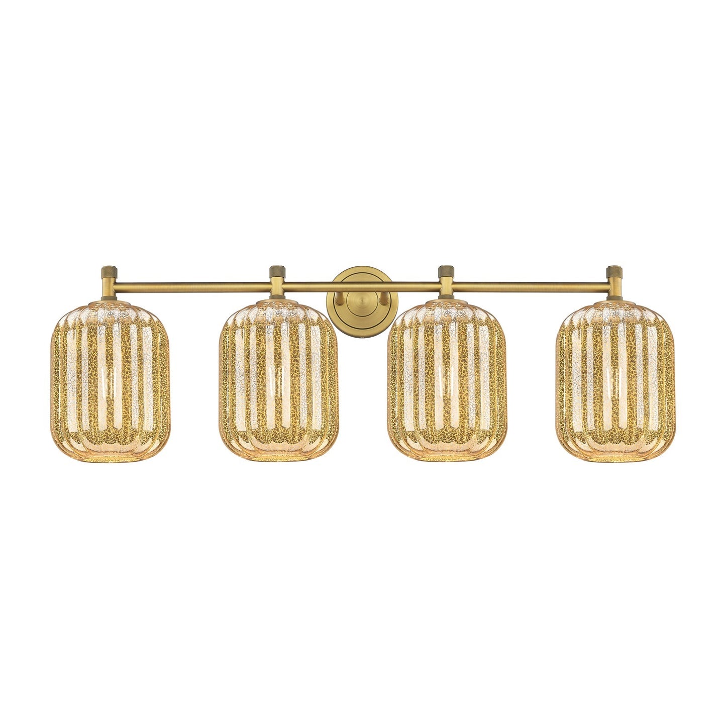 Innovations Preston Cylinder 37in 4-Light Bath Vanity | Industrial Brushed Brass and Mercury Glass | Bathroom & Powder | Model 434-4W-BB-G460-7ME