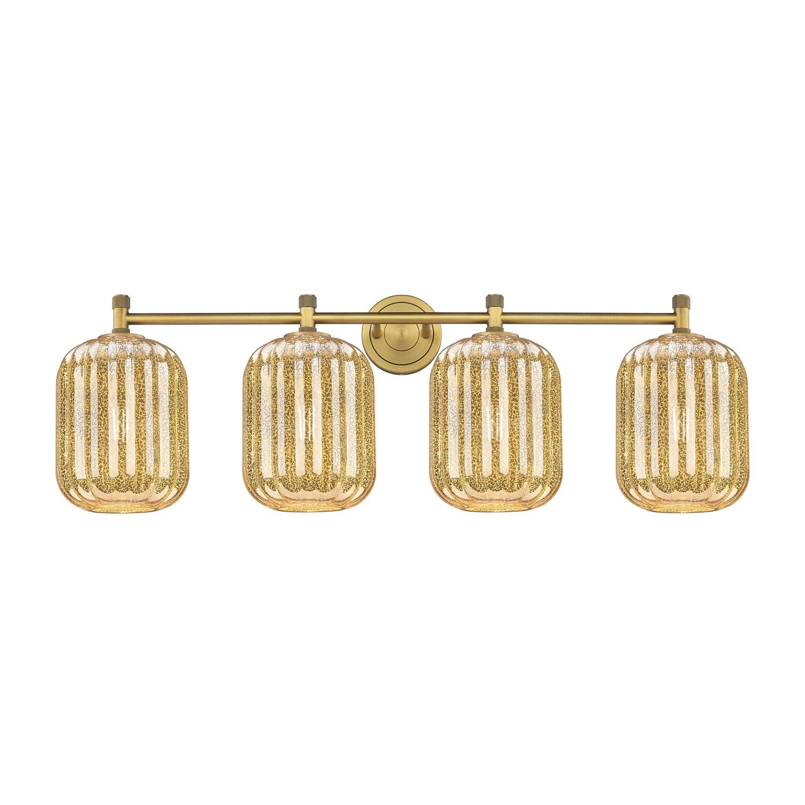 Innovations Preston Cylinder 37in 4-Light Bath Vanity | Industrial Brushed Brass and Mercury Glass | Bathroom & Powder | Model 434-4W-BB-G460-7ME