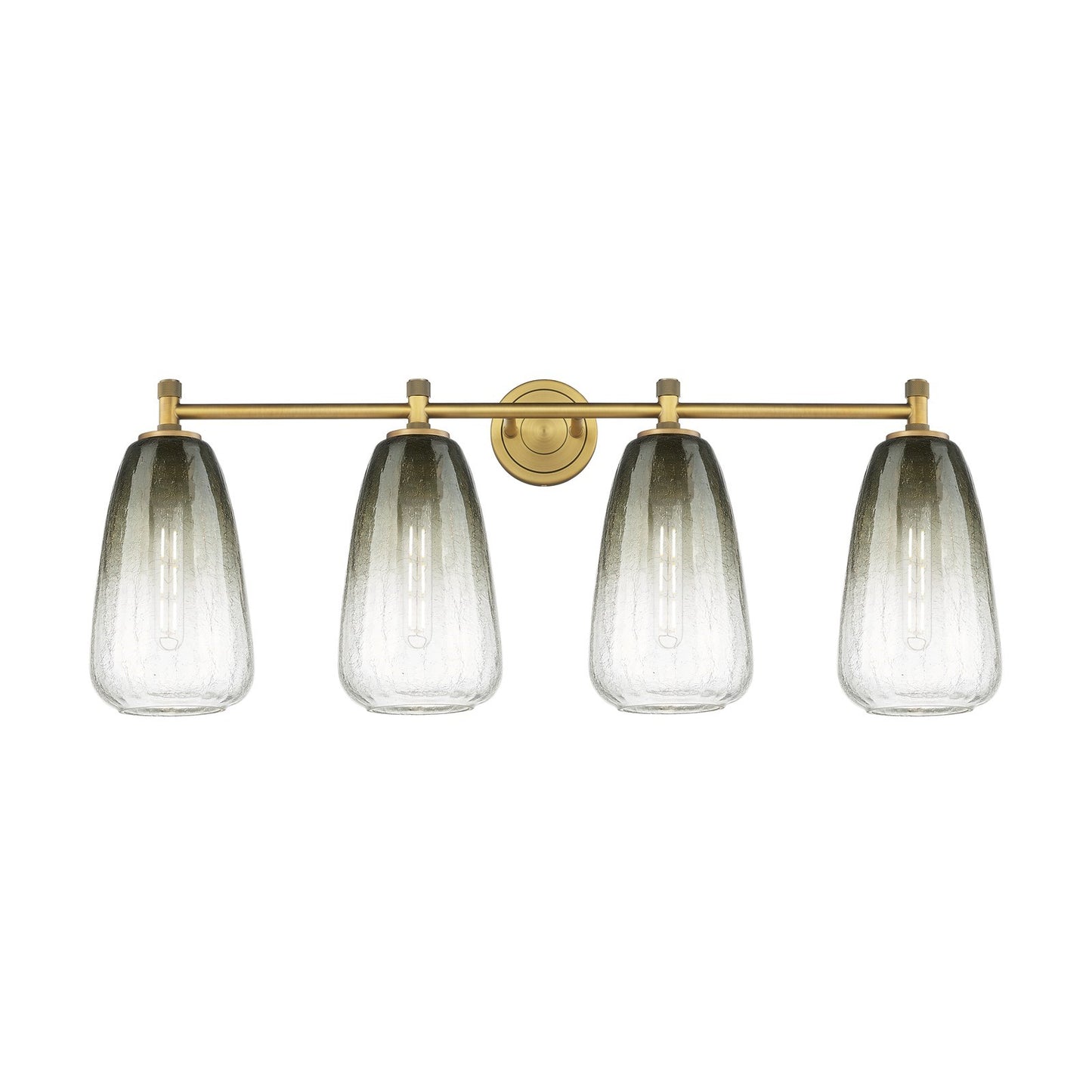 Innovations Brookhaven Almond 37in 4-Light Bath Vanity Light | Industrial Brushed Brass and Slate Glass | Bathroom Vanity | Model 434-4W-BB-G480-6SL