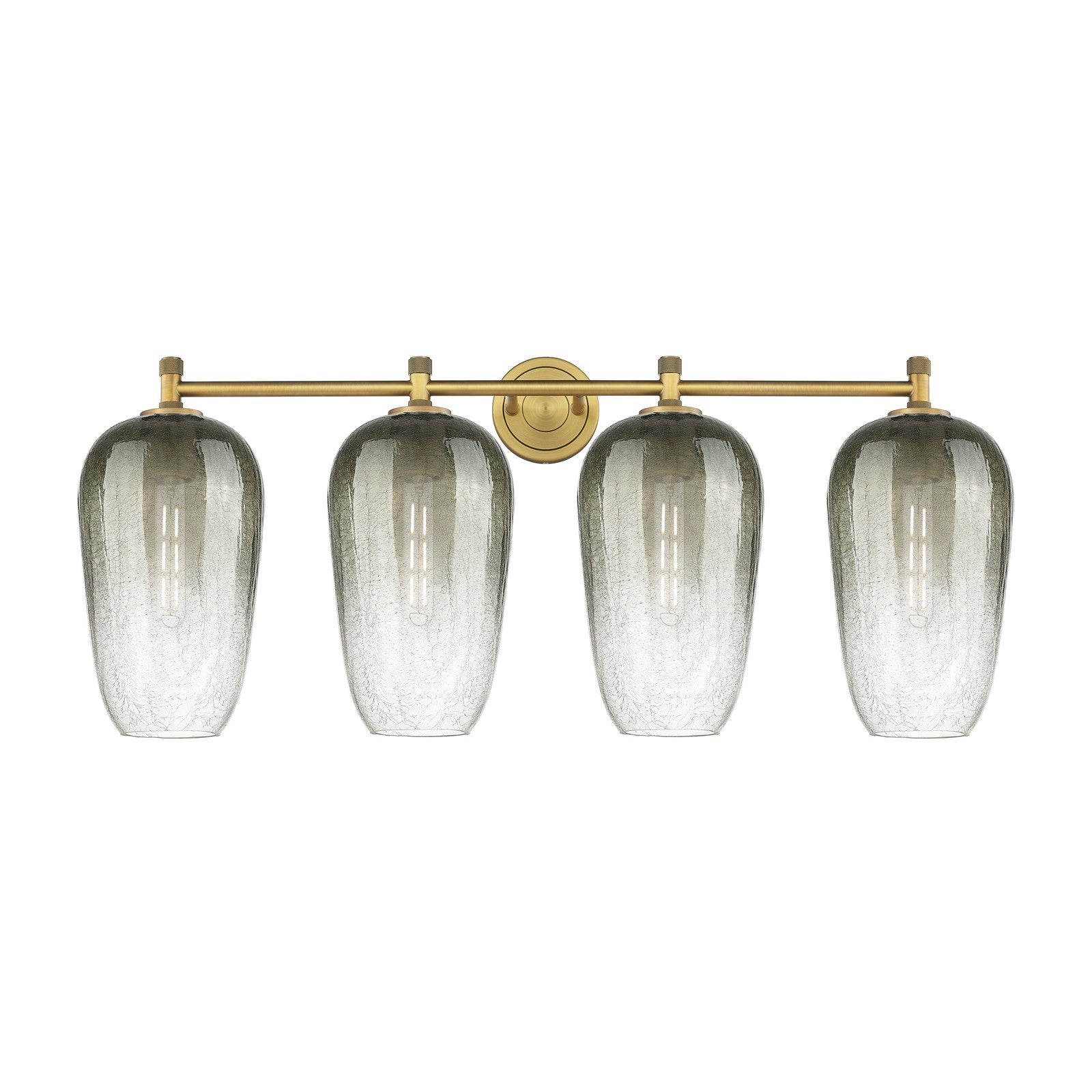 Innovations Brookhaven Flute 38in 4-Light Bath Vanity | Industrial Brushed Brass and Slate Glass | Bathroom & Powder Room | Model 434-4W-BB-G484-7SL