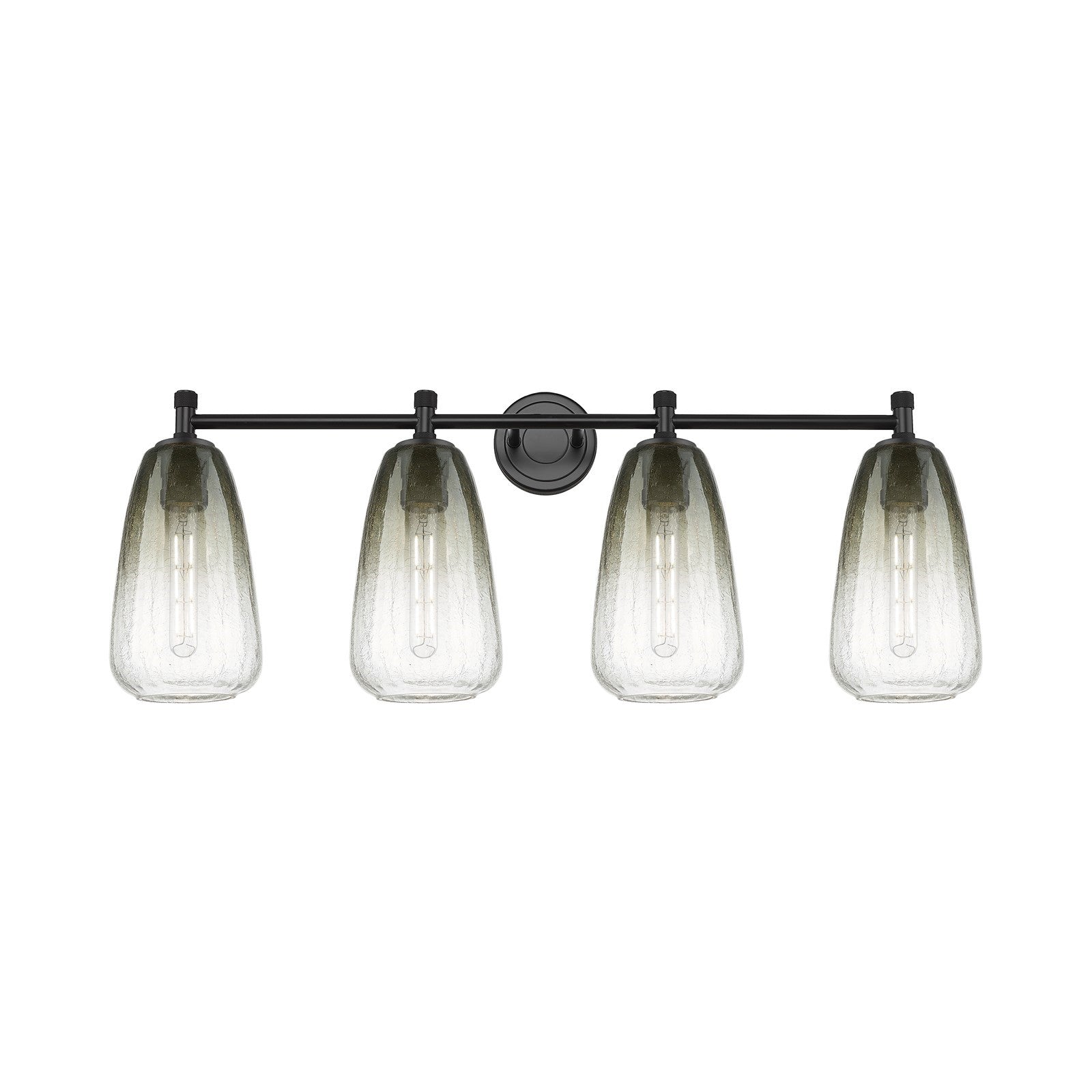 Innovations Brookhaven Almond 36in 4-Light Bath Vanity | Industrial Matte Black and Slate Glass | Bathroom & Powder Room | Model 434-4W-BK-G480-6SL