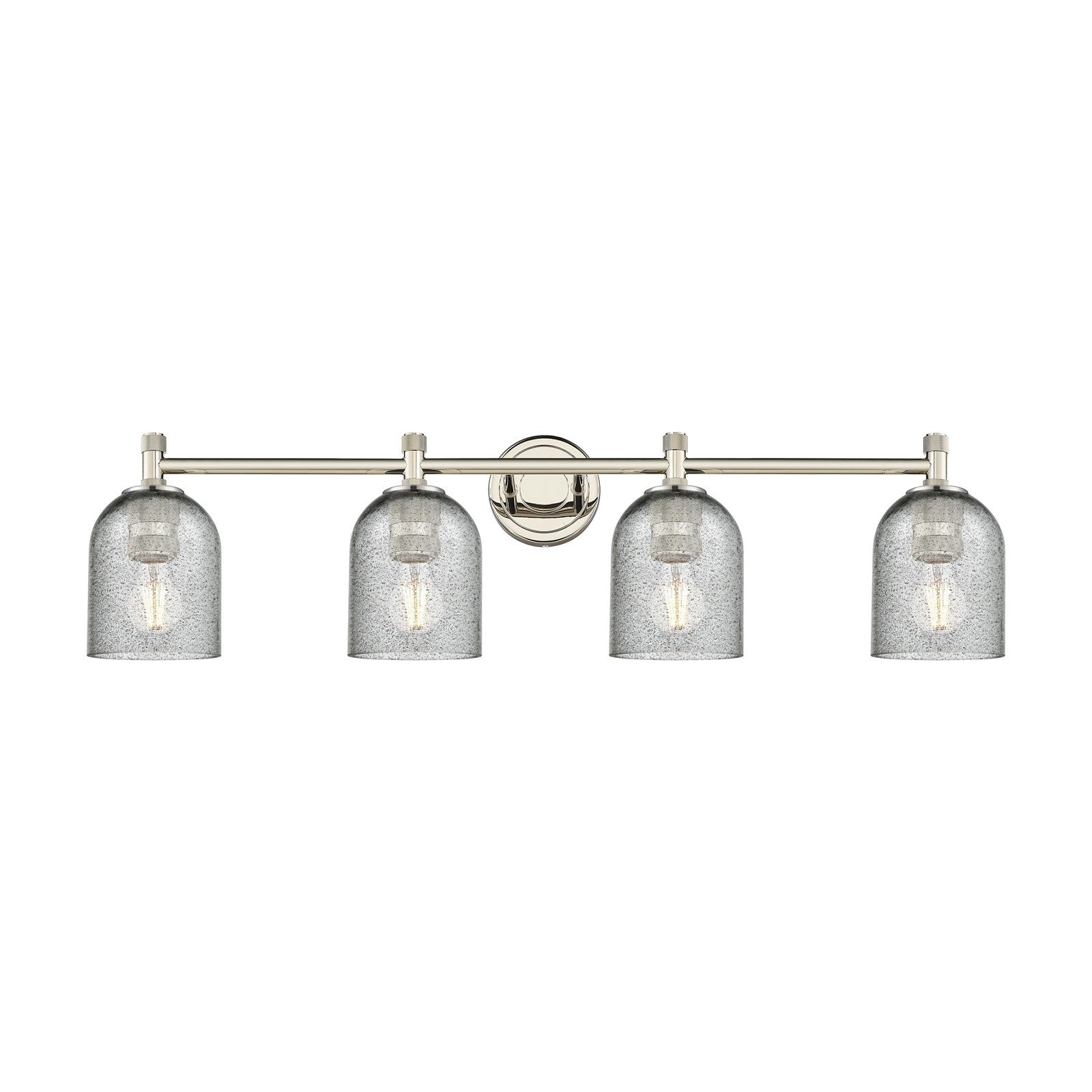 Innovations Caledonia 35.5in 4-Light Bath Vanity Light | Industrial Polished Nickel and Charcoal Glass | Bathroom Vanity | Model 434-4W-PN-G257