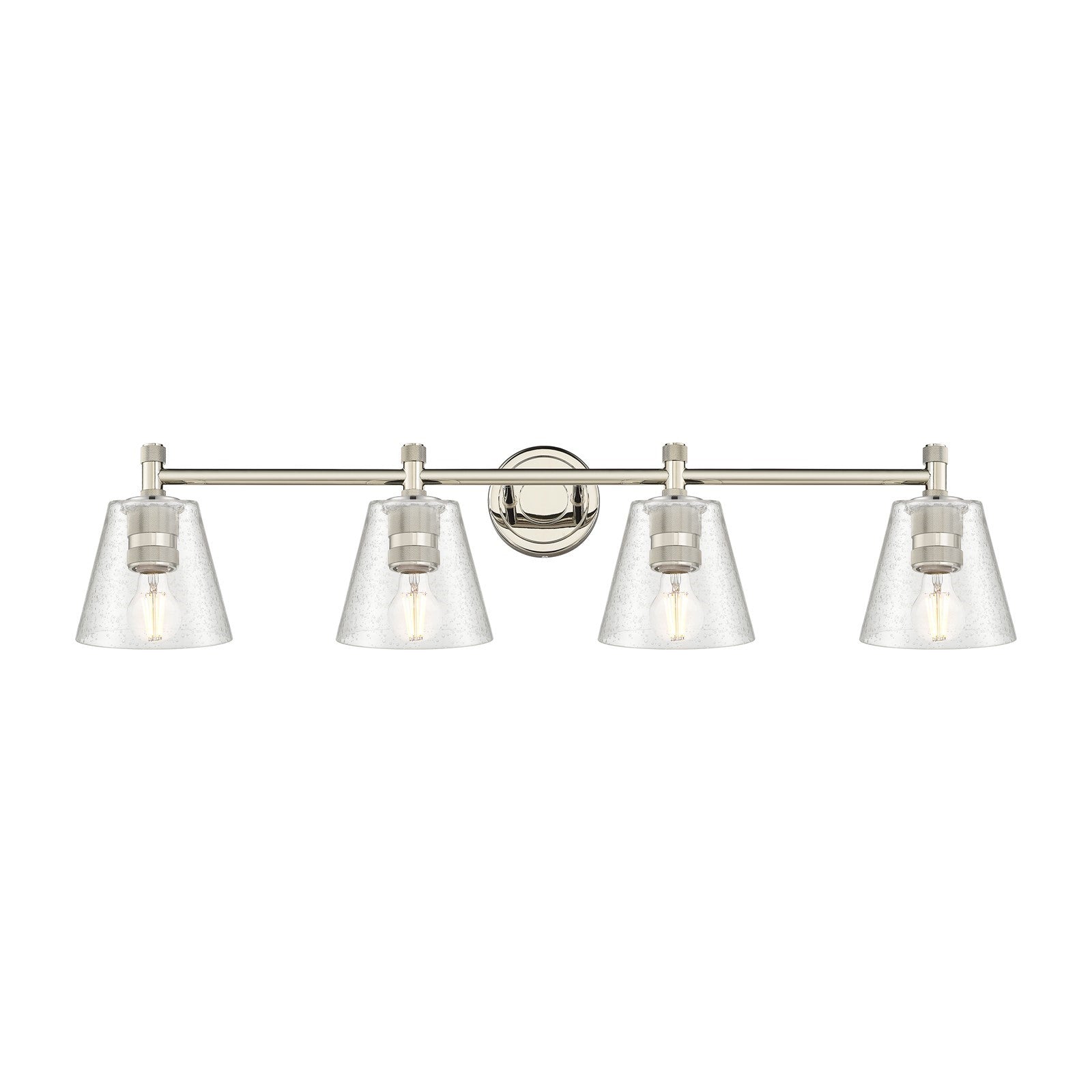 Innovations Caton 36.5in 4-Light Bath Vanity Light | Industrial Polished Nickel and Frosted Glass | Bathroom Vanity | Model 434-4W-PN-G454