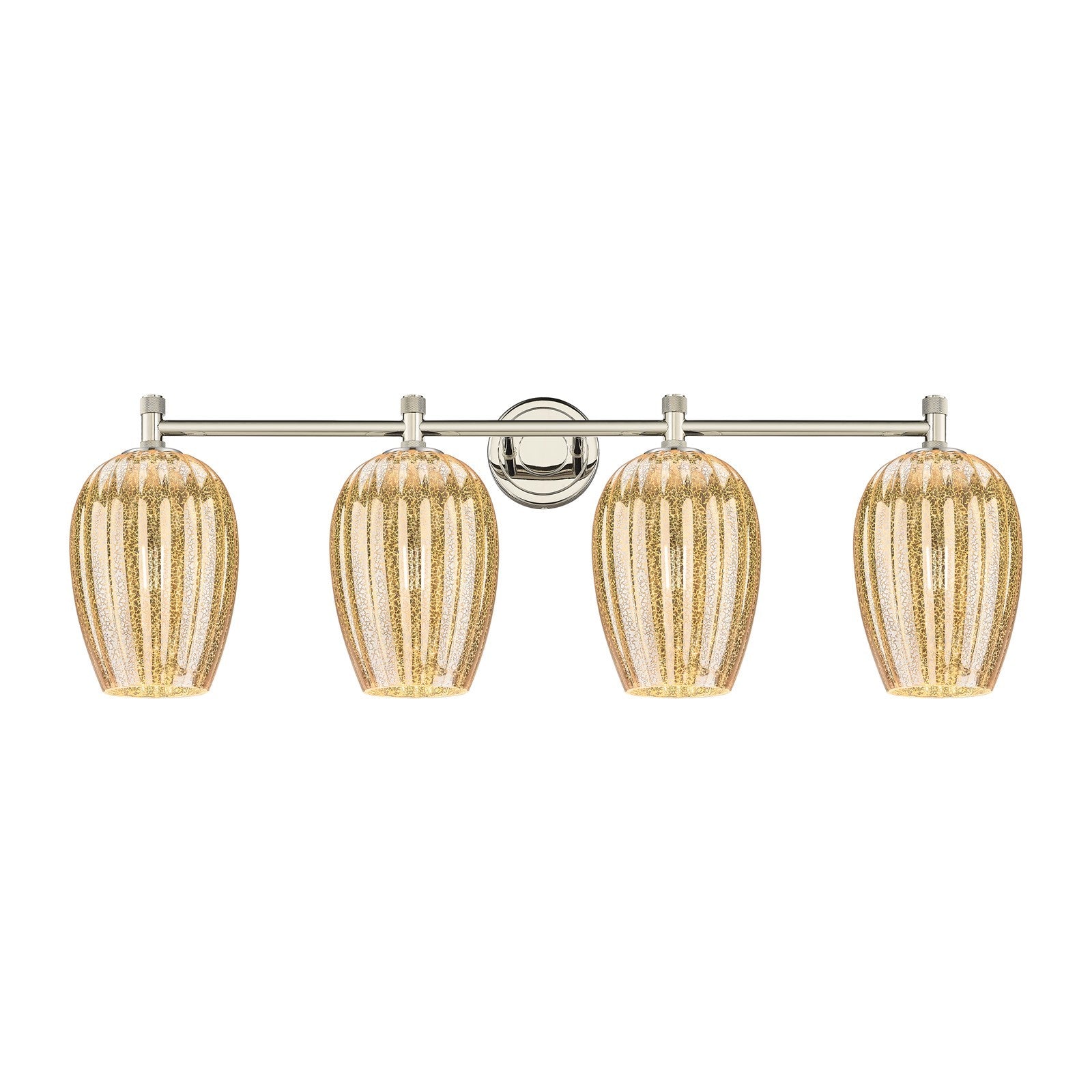 Innovations Preston Flute 36.75in 4-Light Bath Vanity Light | Industrial Polished Nickel and Mercury Glass | Bathroom | Model 434-4W-PN-G457-6ME