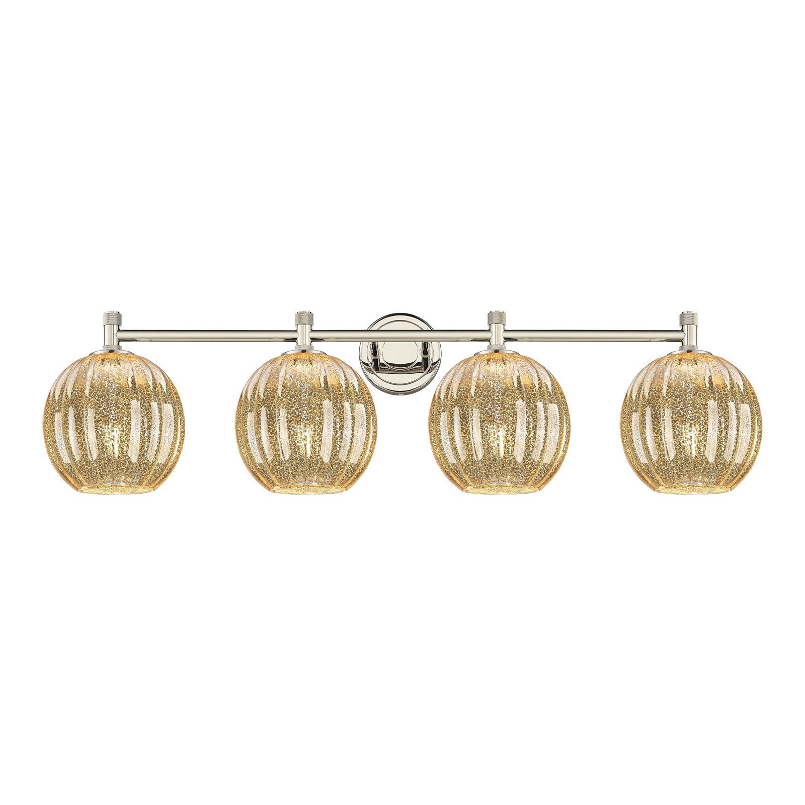 Innovations Preston Globe 38in 4-Light Bath Vanity | Industrial Polished Nickel and Mercury Glass | Bathroom Vanity | Model 434-4W-PN-G458-7ME
