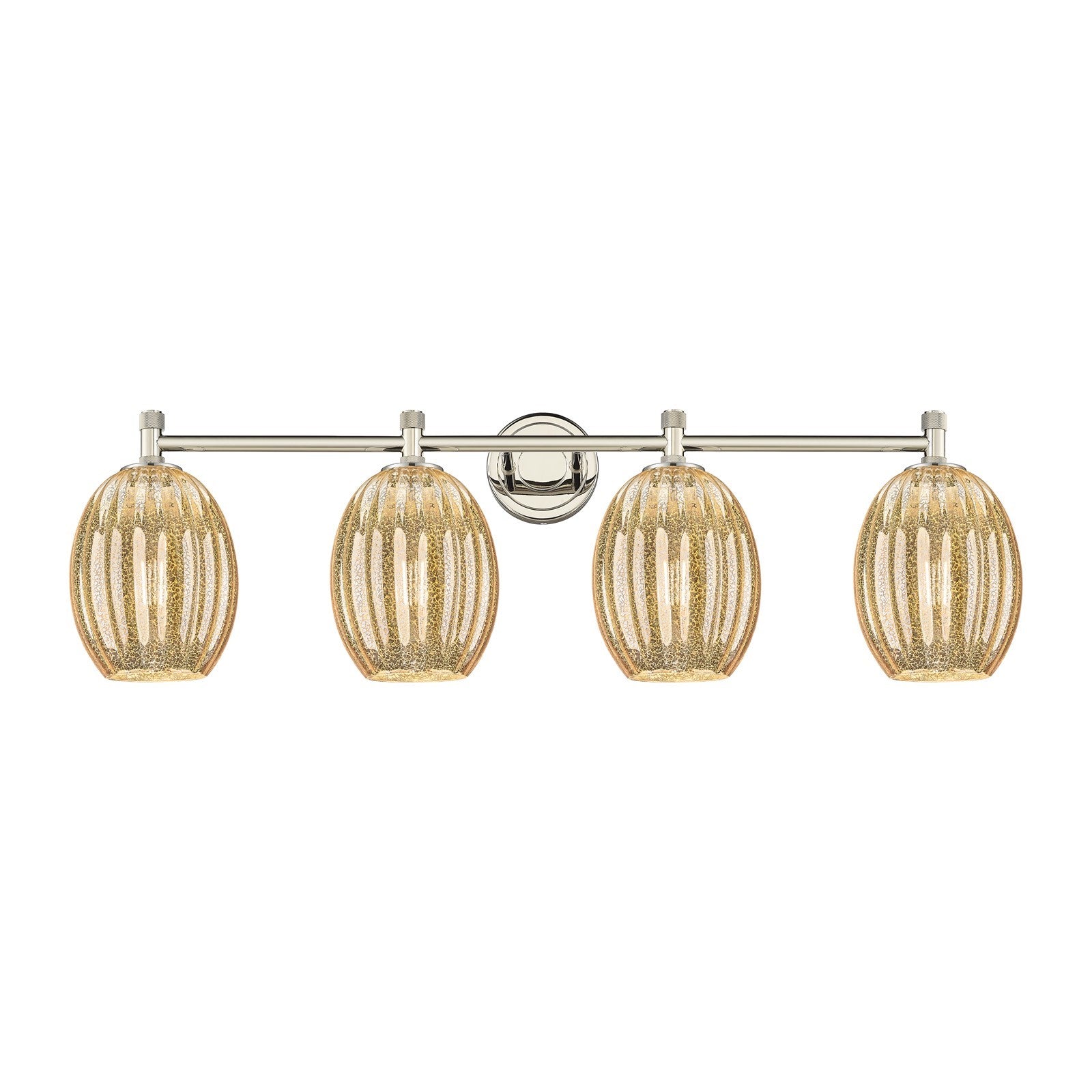 Innovations Preston Bulb 37in 4-Light Bath Vanity | Industrial Polished Nickel and Mercury Glass | Bathroom Vanity | Model 434-4W-PN-G459-6ME