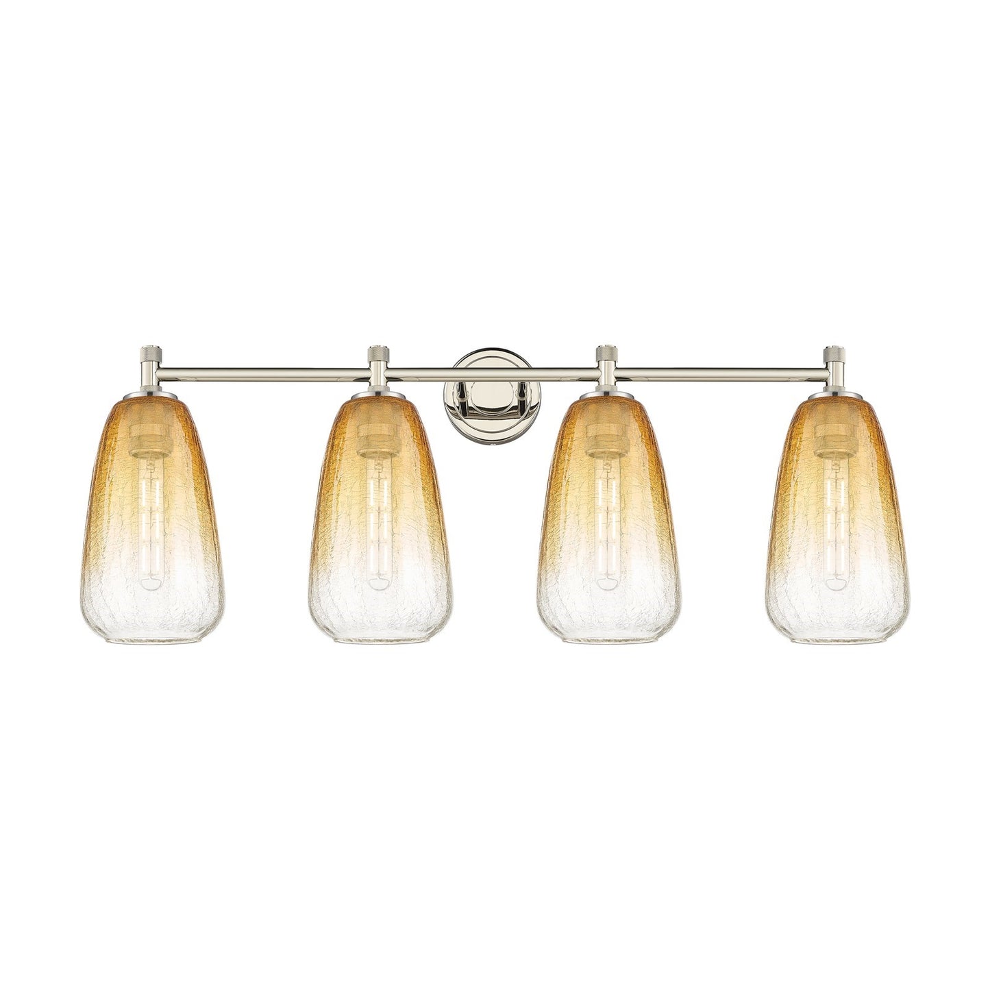 Innovations Brookhaven Almond 37in 4-Light Bath Vanity | Industrial Polished Nickel and Amber Glass | Bathroom Vanity | Model 434-4W-PN-G480-6AM
