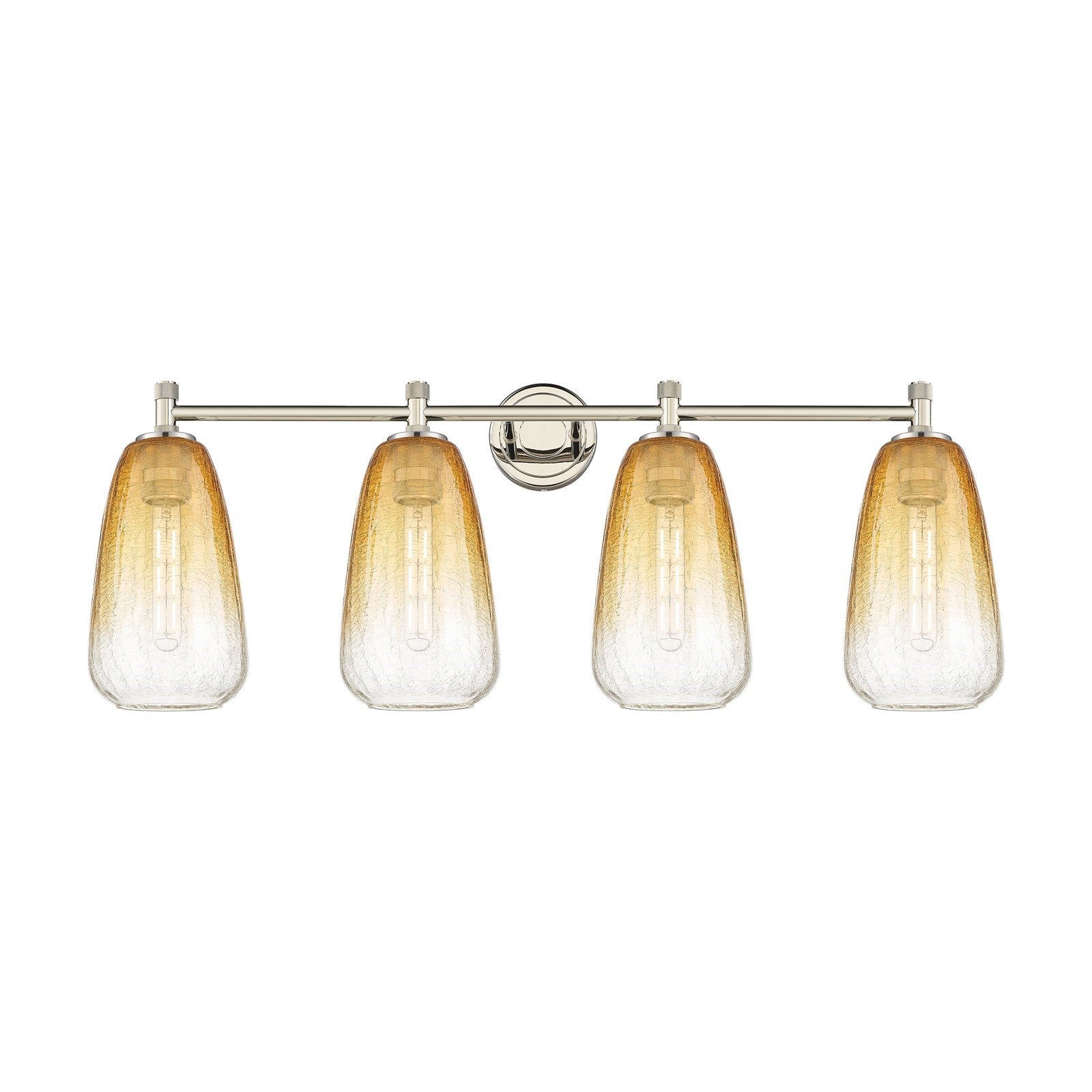 Innovations Brookhaven Almond 37in 4-Light Bath Vanity | Industrial Polished Nickel and Amber Glass | Bathroom Vanity | Model 434-4W-PN-G480-6AM