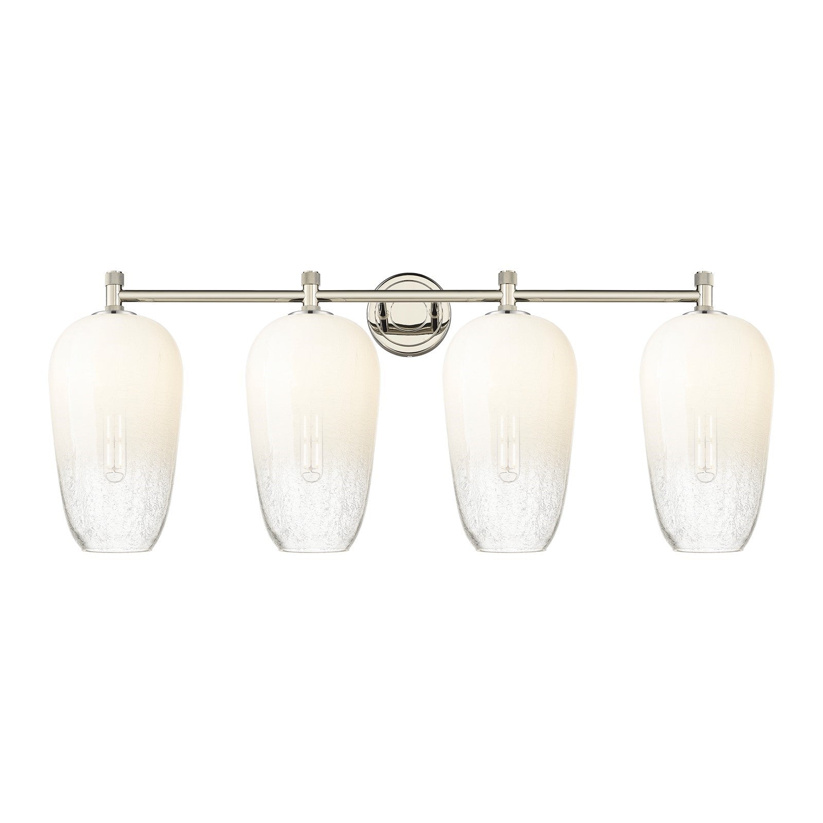 Innovations Brookhaven Flute 37.5in 4-Light Bath Vanity Light | Industrial Polished Nickel and Opal Glass | Bathroom | Model 434-4W-PN-G484-7OP
